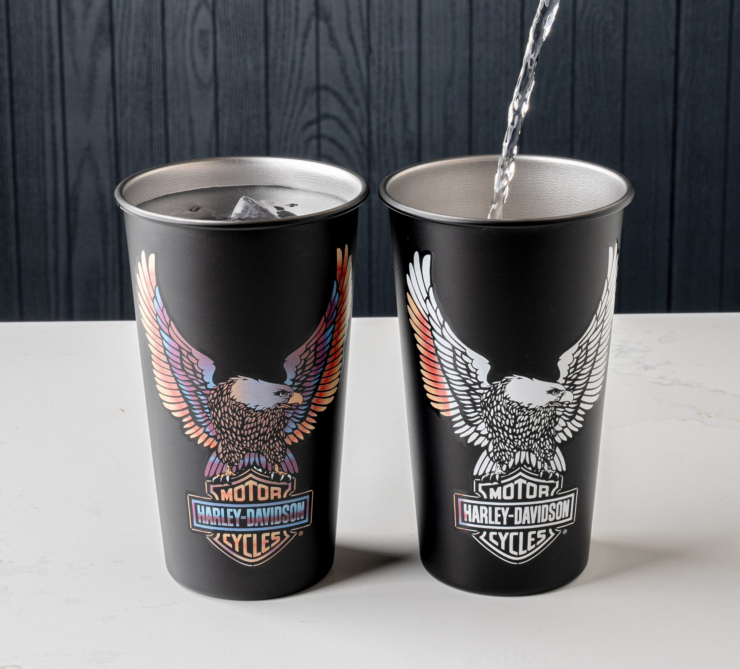 H-D Vivid Bar & Shield Eagle Metal Cup Set of 2