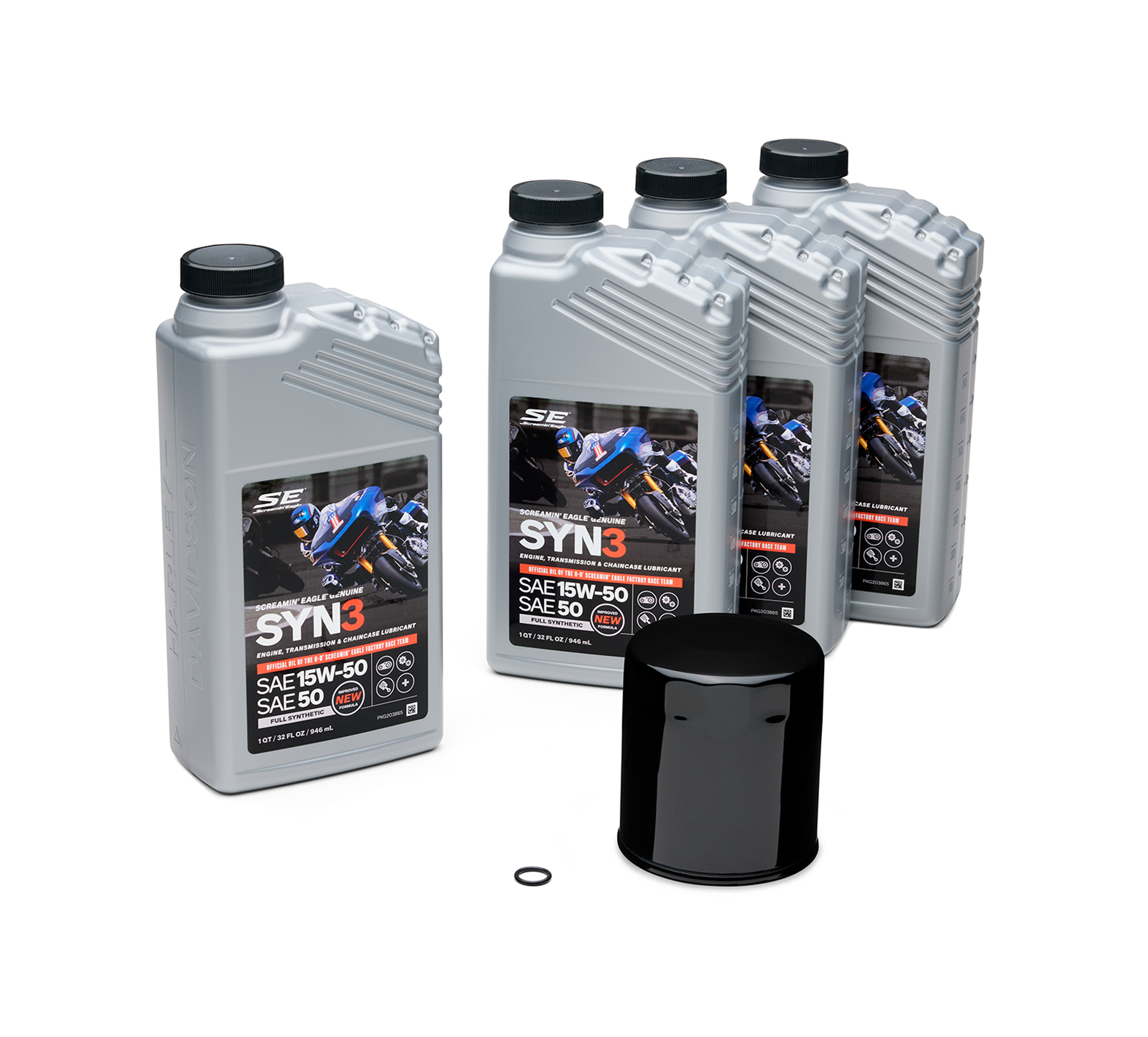 4 Qt. SYN3 Full Synthetic Motorcycle Lubricant Oil Change Kit – Black Filter