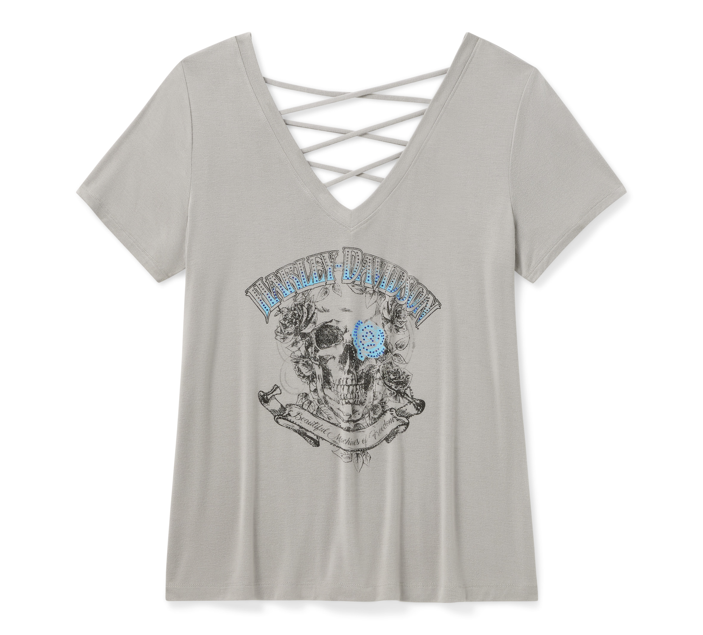 Women's Bling H-D® Afterlife Short Sleeve Laced Back Tee