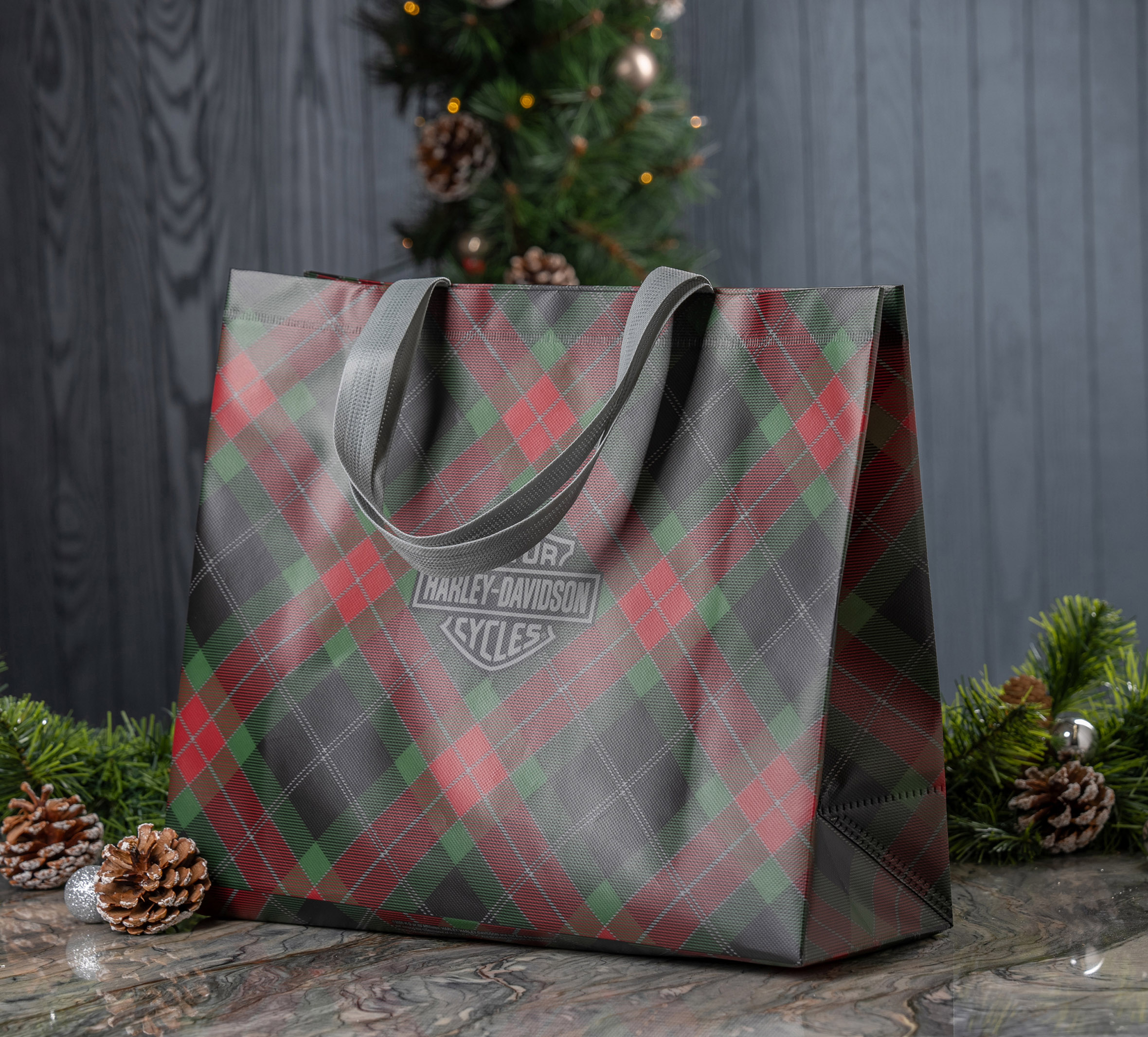Holiday Plaid Reusable Gift Bag