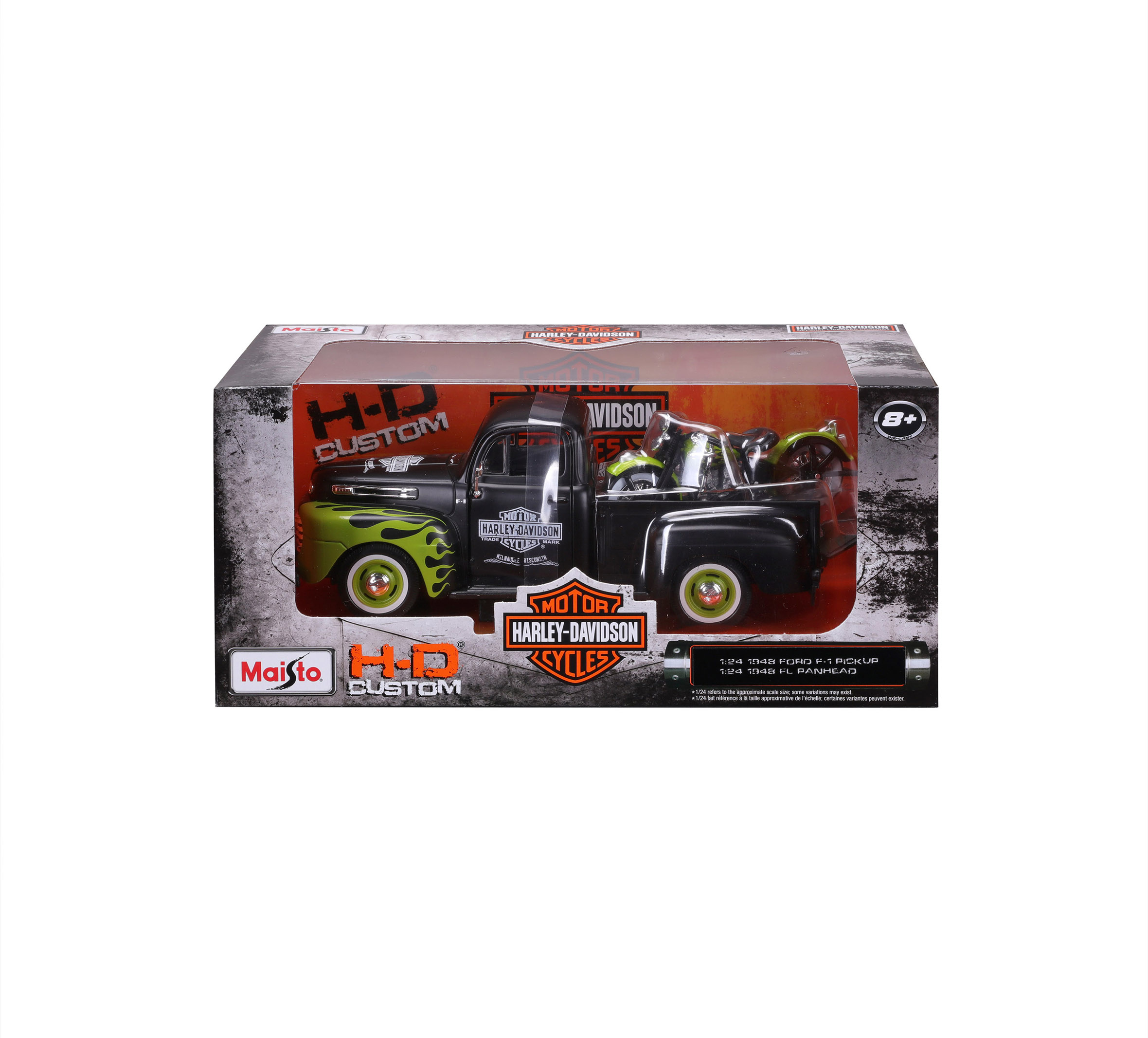 H-D 1:24 Scale Diecast '48 FL Panhead + '48 Ford F-1 Pickup