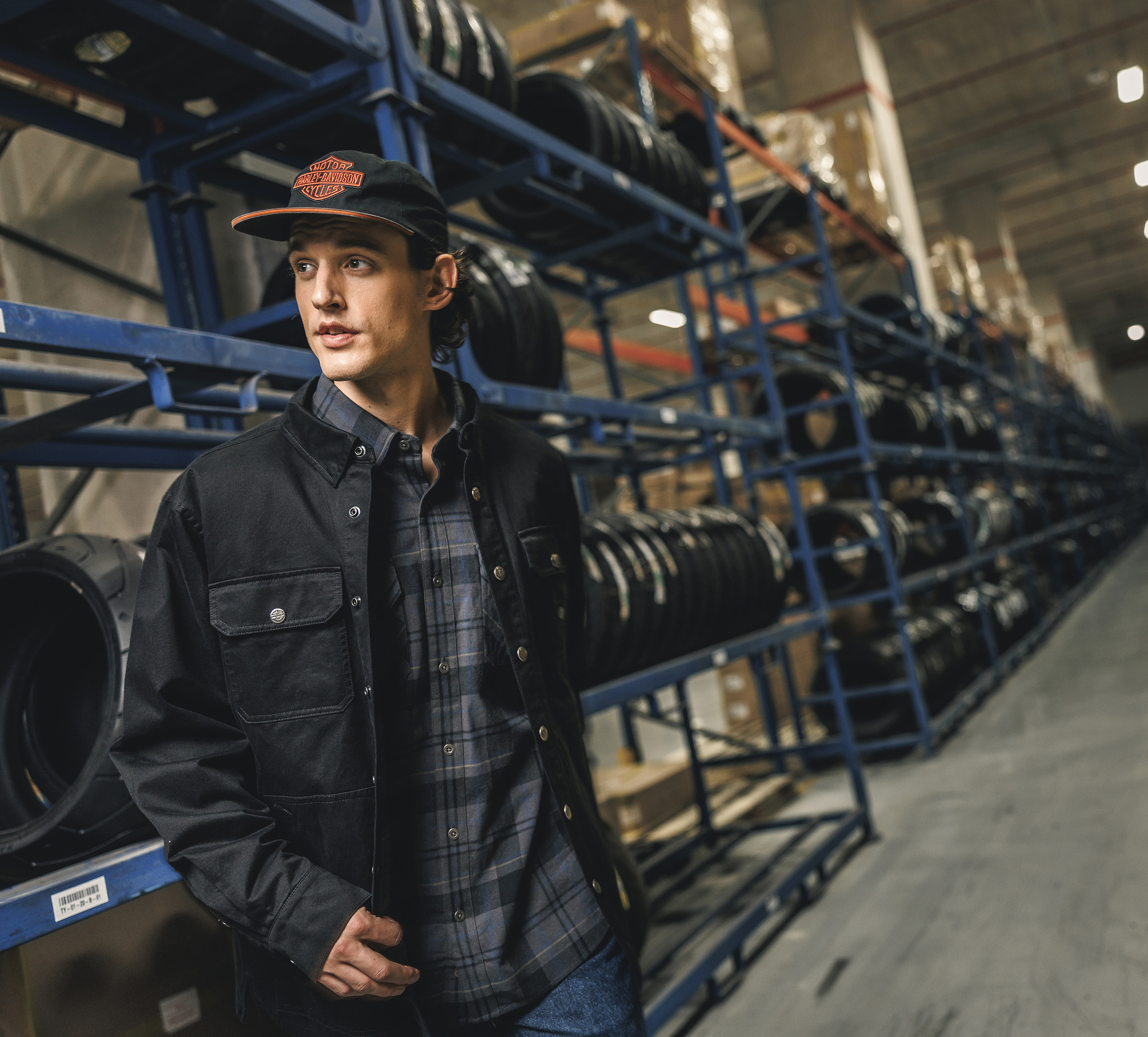 Men's Racer Font Yarn Dyed Plaid Shirt