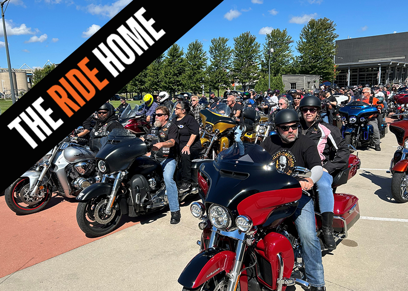 The Ride Home promotional graphic featuring riders gathered for Big Unit Poker Run