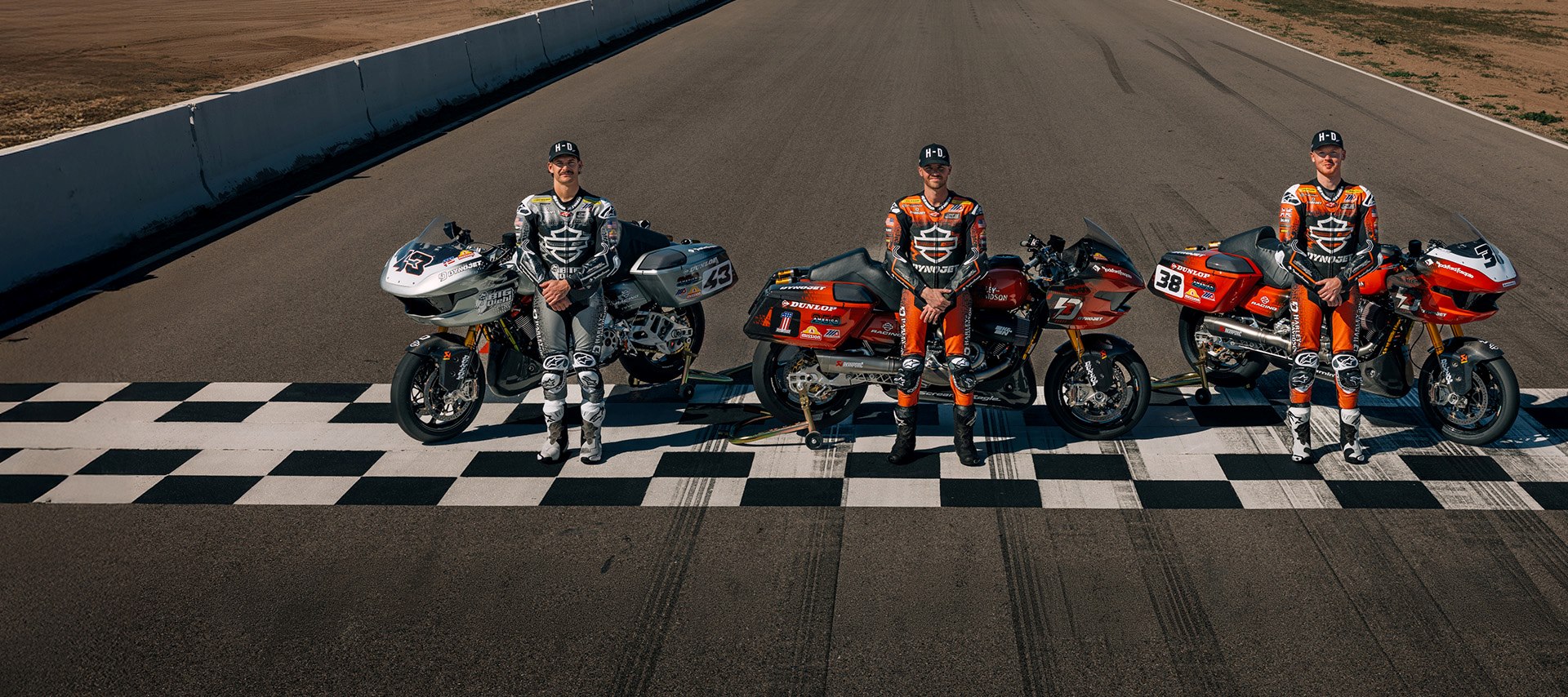 three h-d racers together on starting line