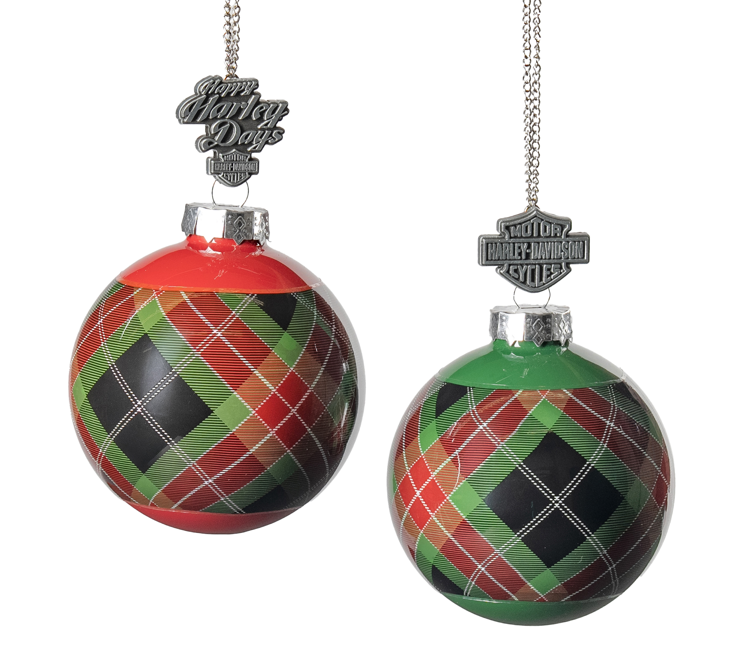 Holiday Plaid Ball Ornament Set of 2