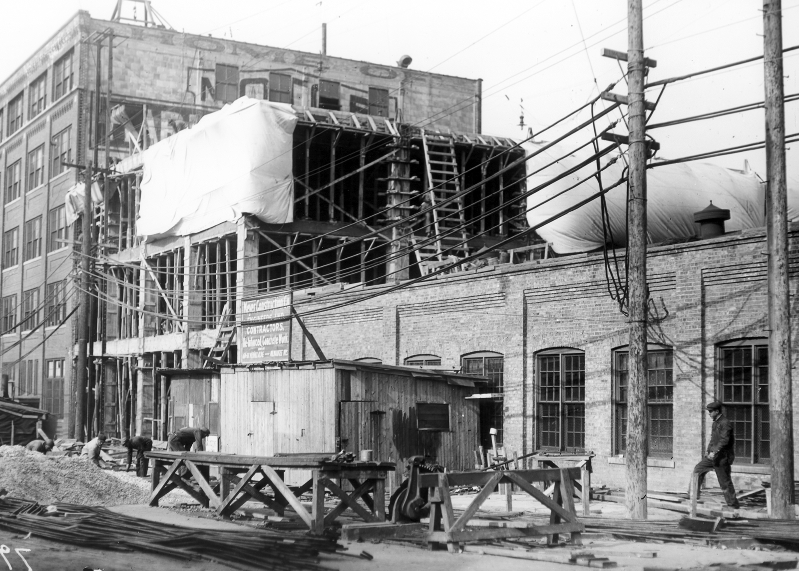 A warehouse under construction