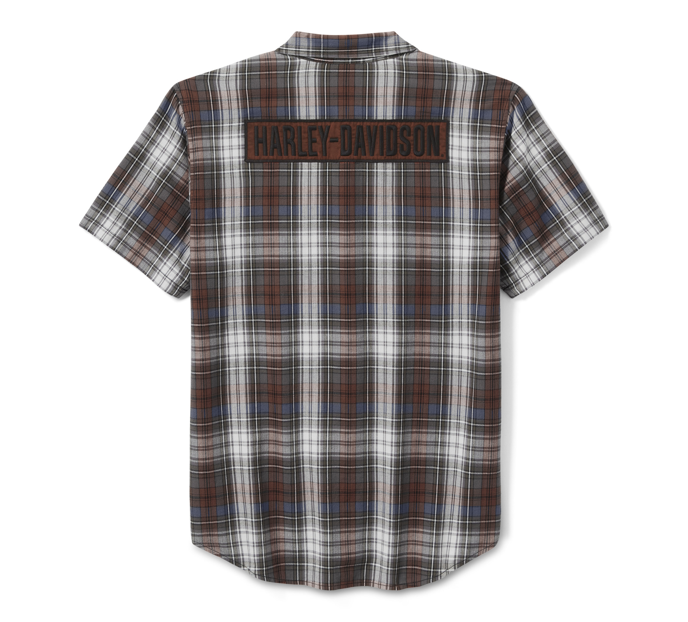 Men's Block Font Yarn Dyed Plaid Shirt