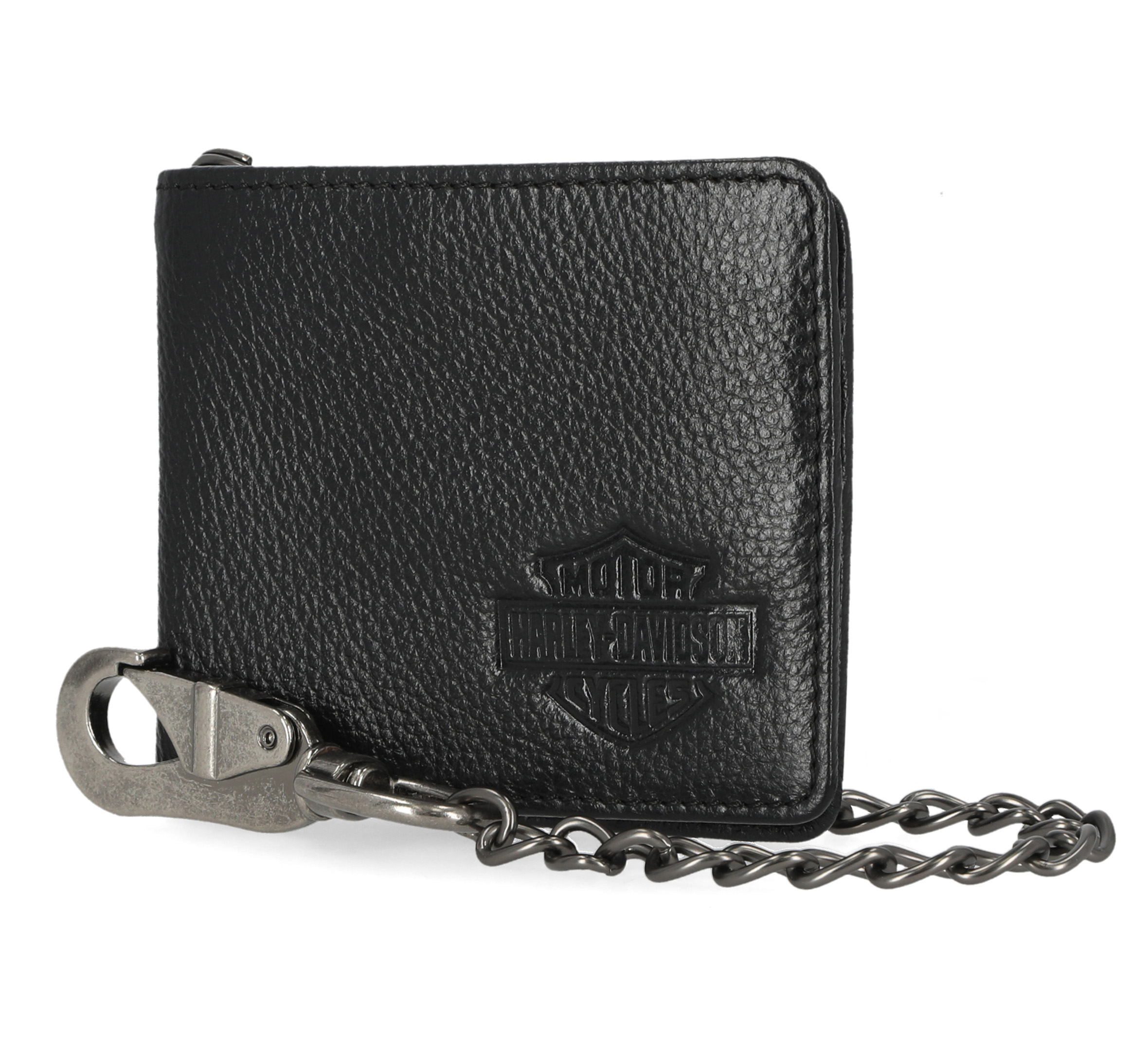 Mens Bar & Shield Core Pebble Billfold Wallet With Chain