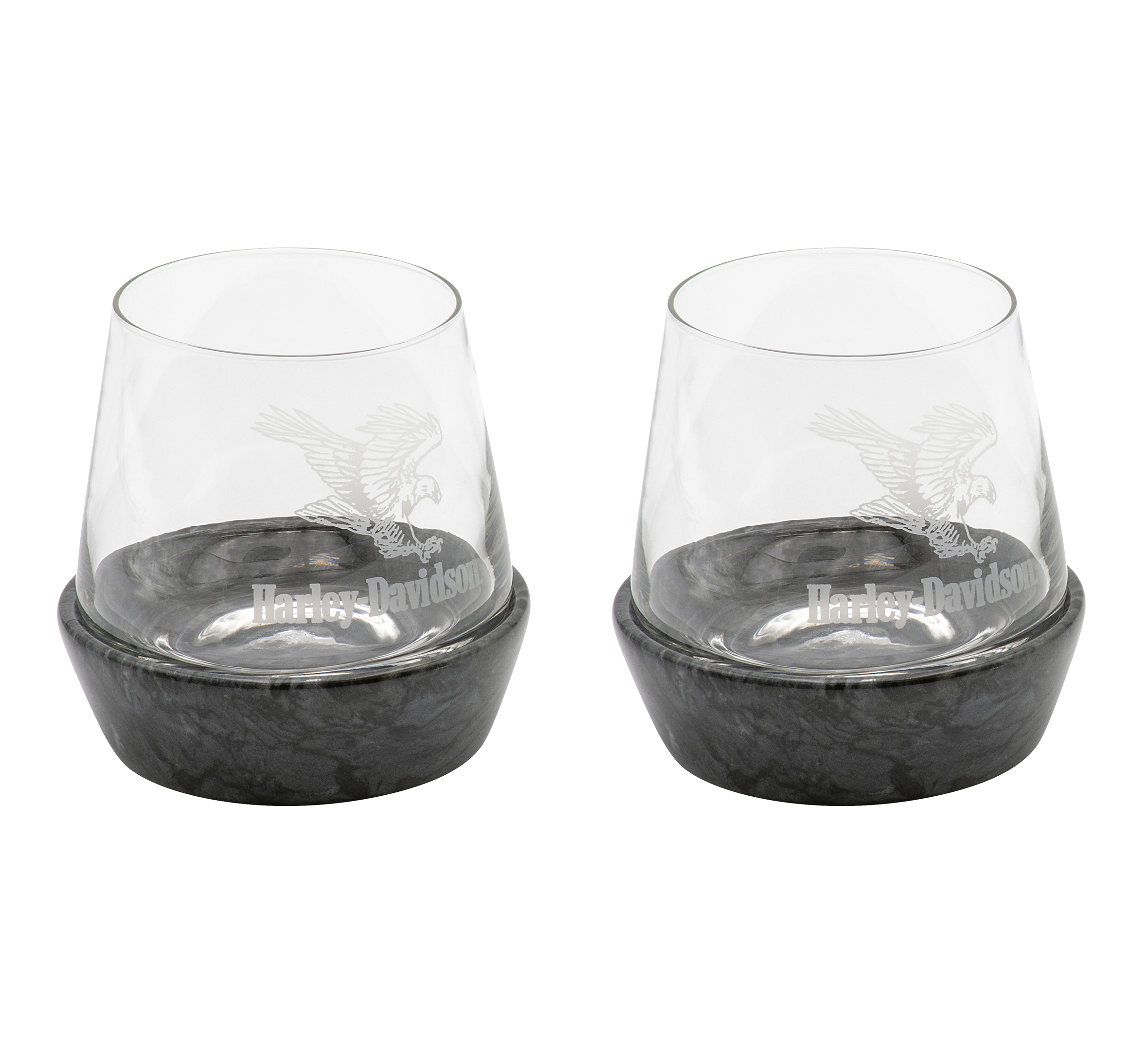 Swooping Eagle Stone Base DOF Glass Set of 2