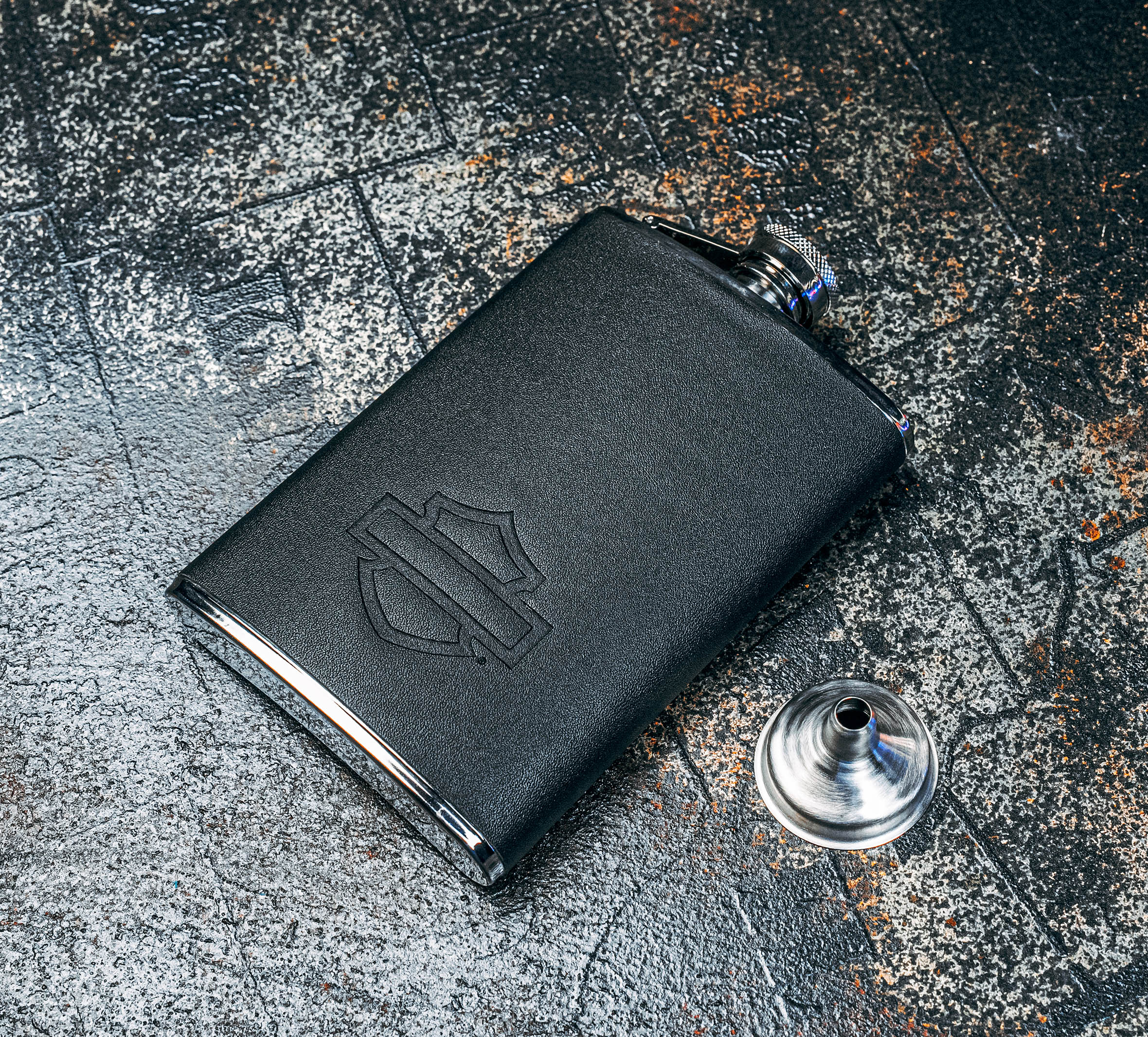 Open Bar & Shield Flask