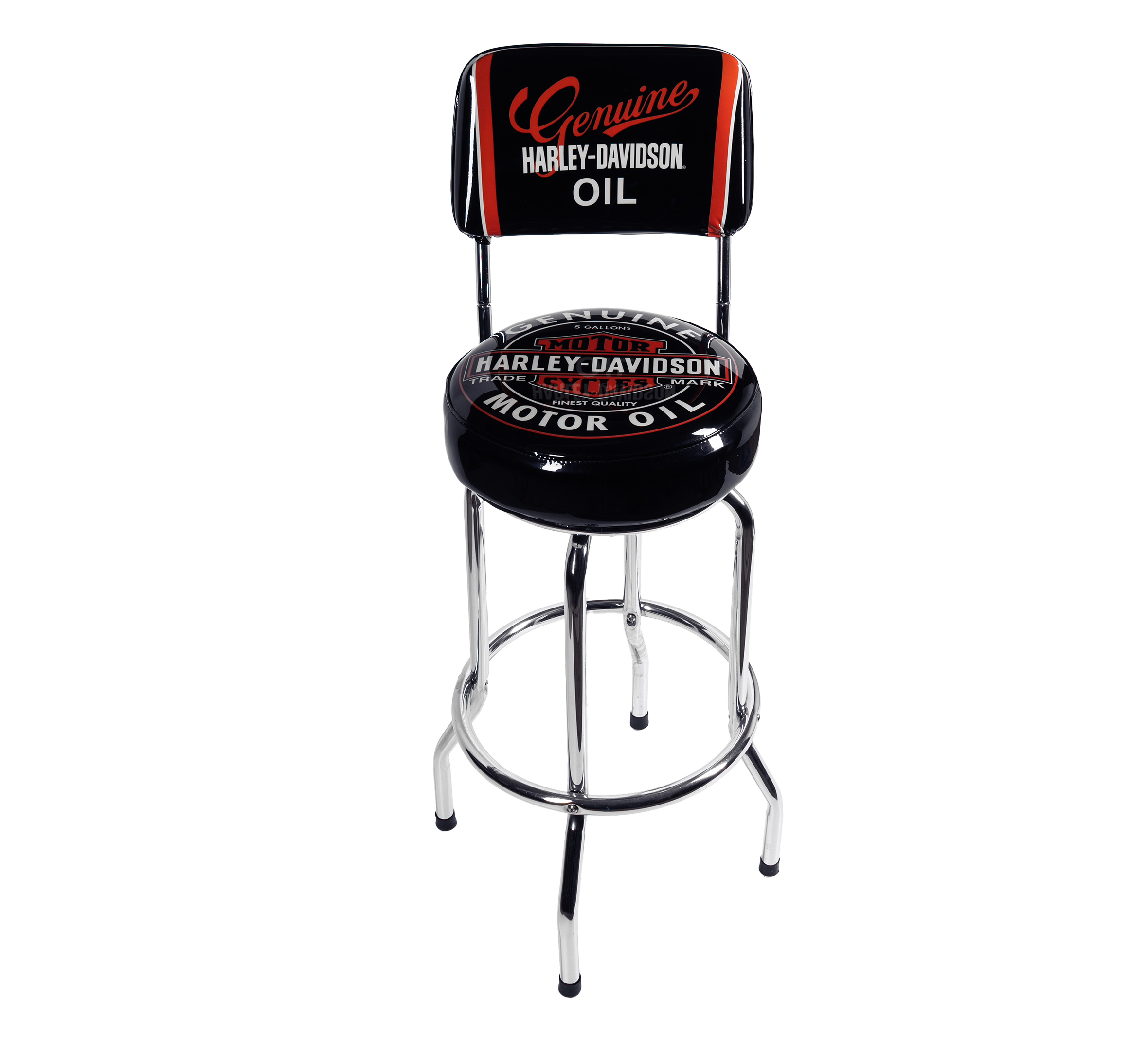 H-D Oil Can with Backrest Bar Stool