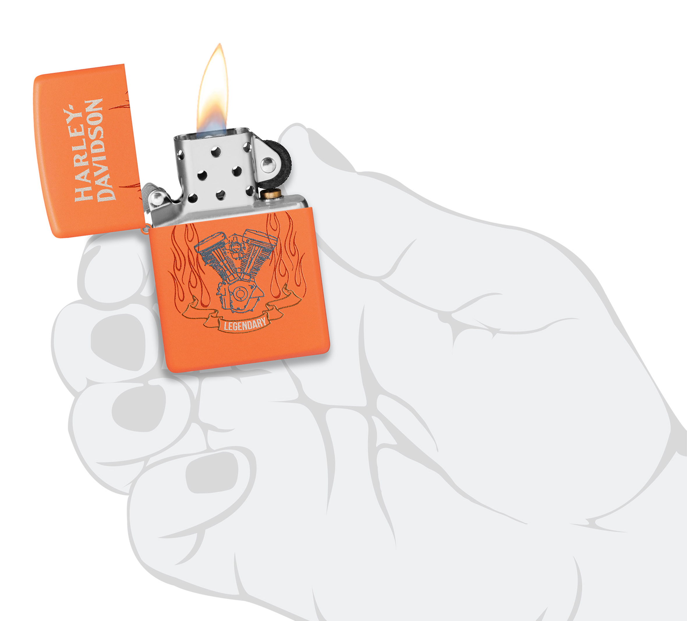 Zippo Harley-Davidson Legendary Design Orange Matte Windproof Lighter