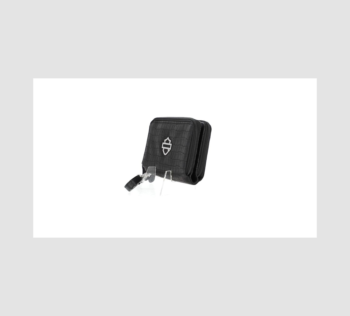 Croco Bar & Shield Zip Around Wristlet