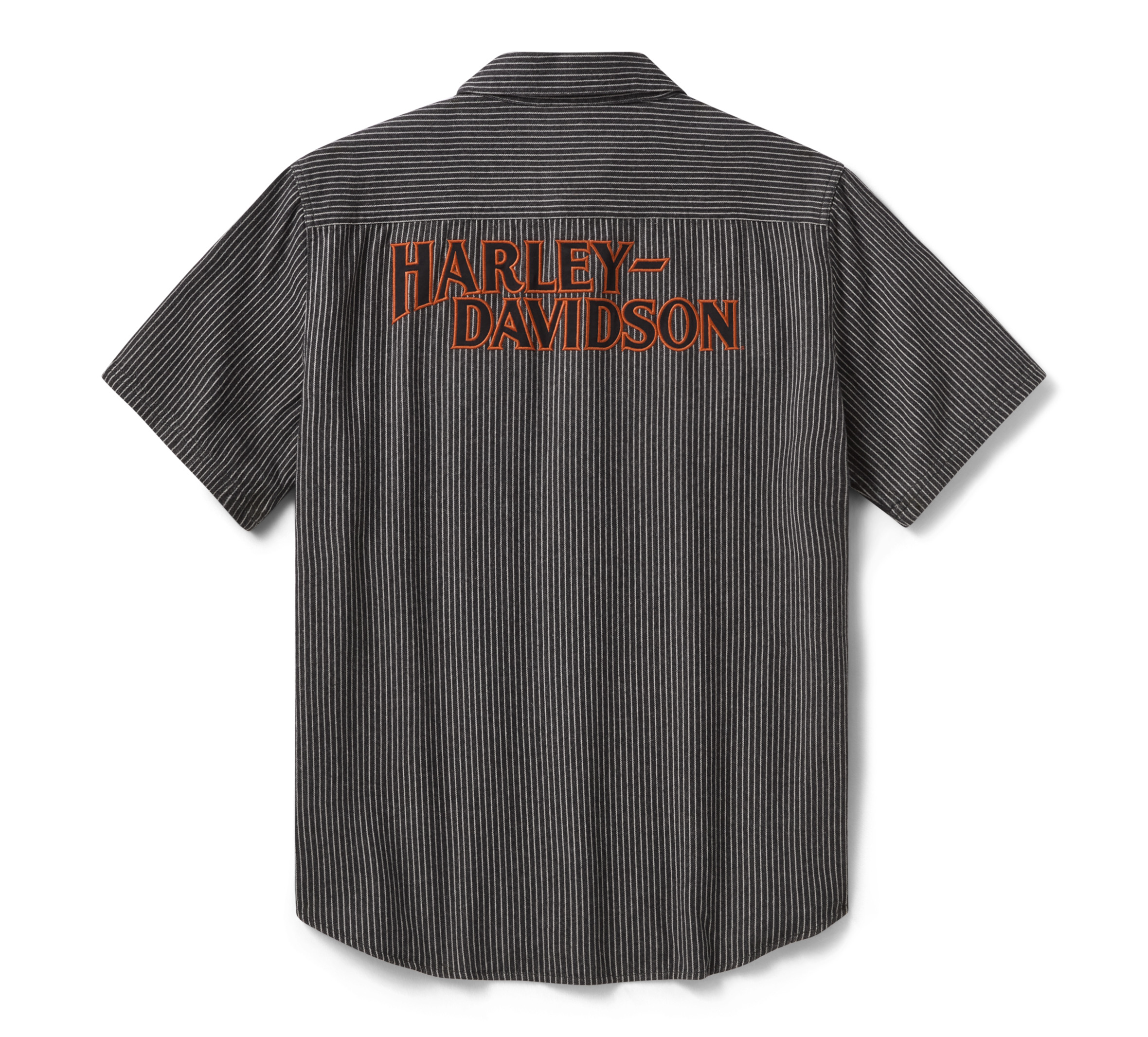 Harley-Davidson ワークシャツ グレー XL 刺繍 ピンストライプ Men's Vintage Pinstripe Short Sleeve Shirt | Harley-Davidson USA
