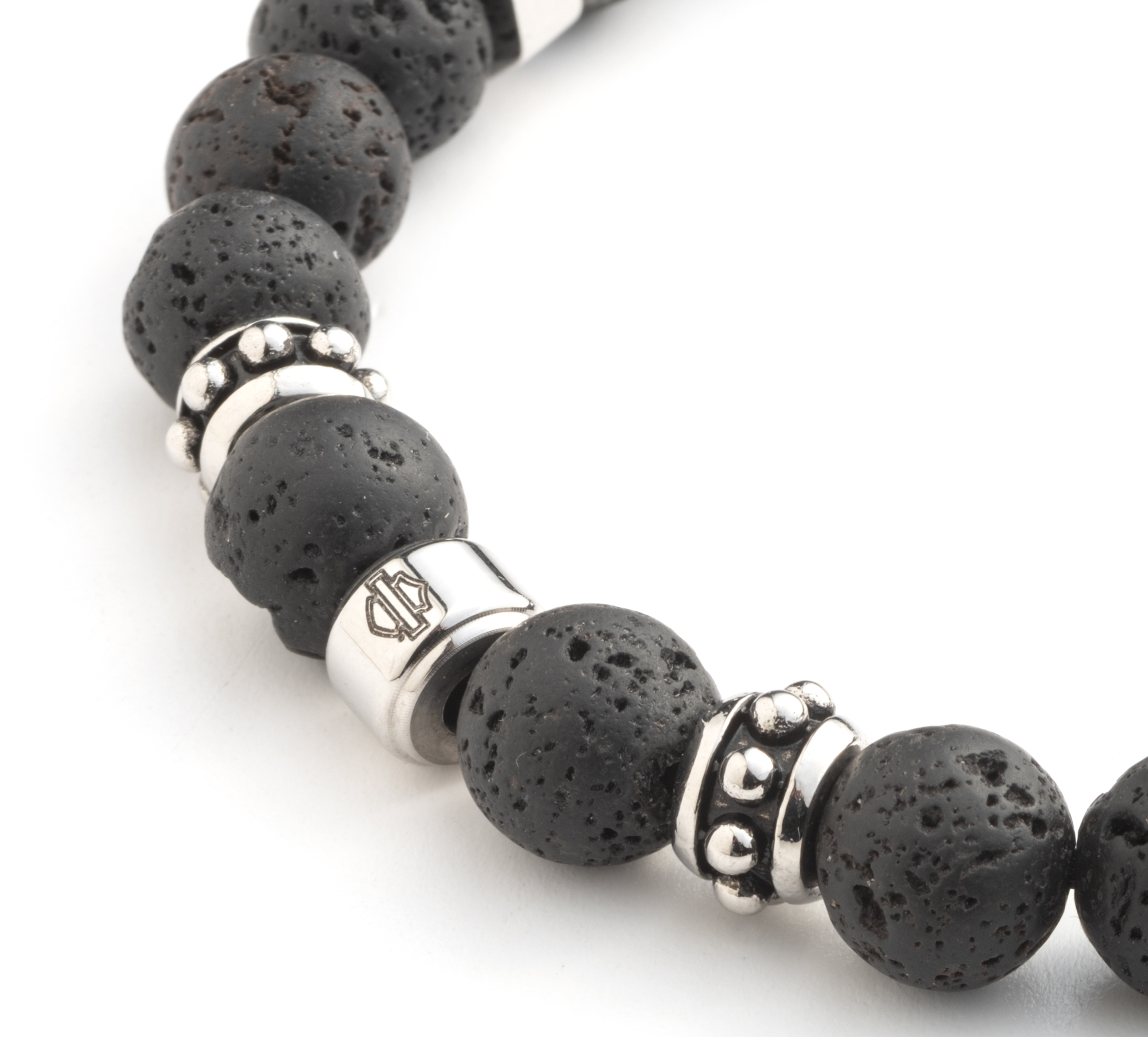 Men's Lava Bead Rondelle Bracelet
