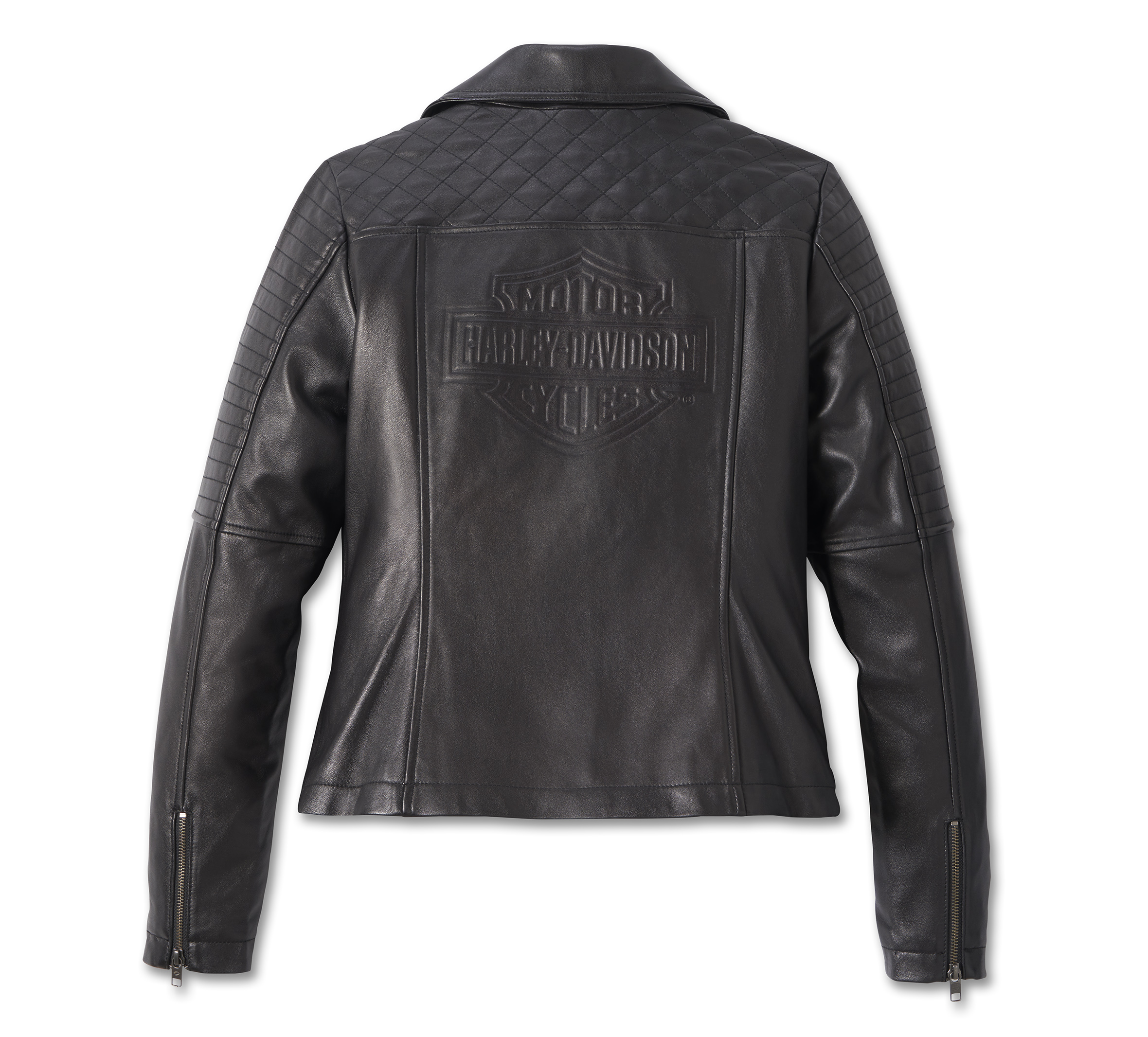 Women's Classic Biker Debossed Leather Jacket