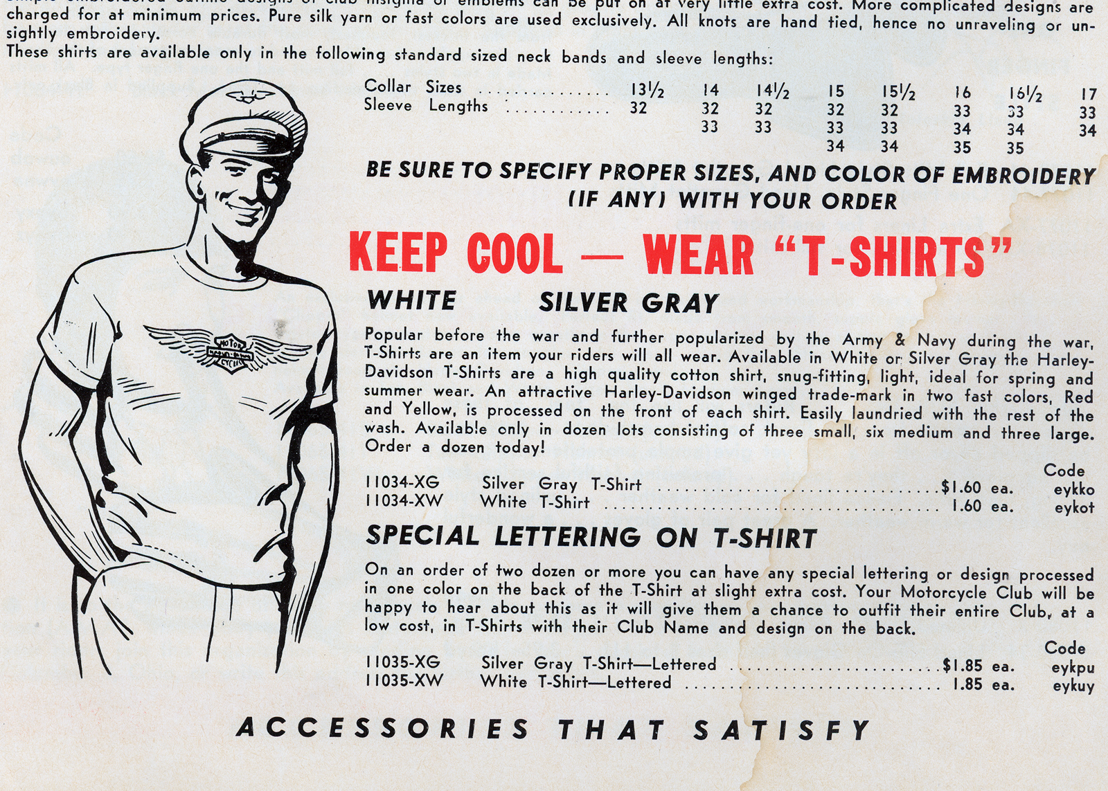 A vintage ad for t-shirts using cartoon drawings rather than photographs