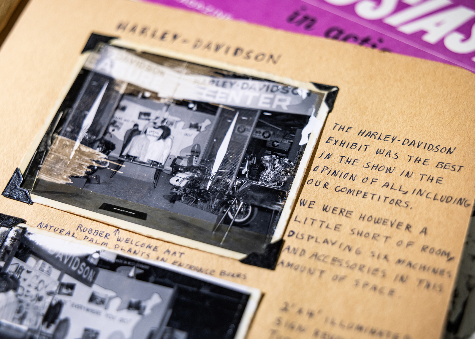 An inner page of Joe Campbell’s 1960 Daytona Motorcycle show report detailing the overall display