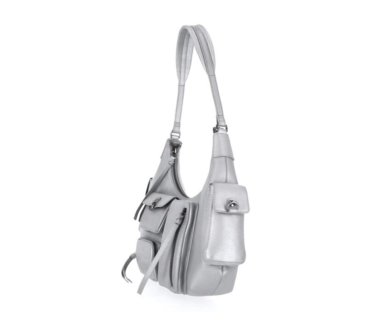 Utilitarian Pebble Leather Hobo Bag