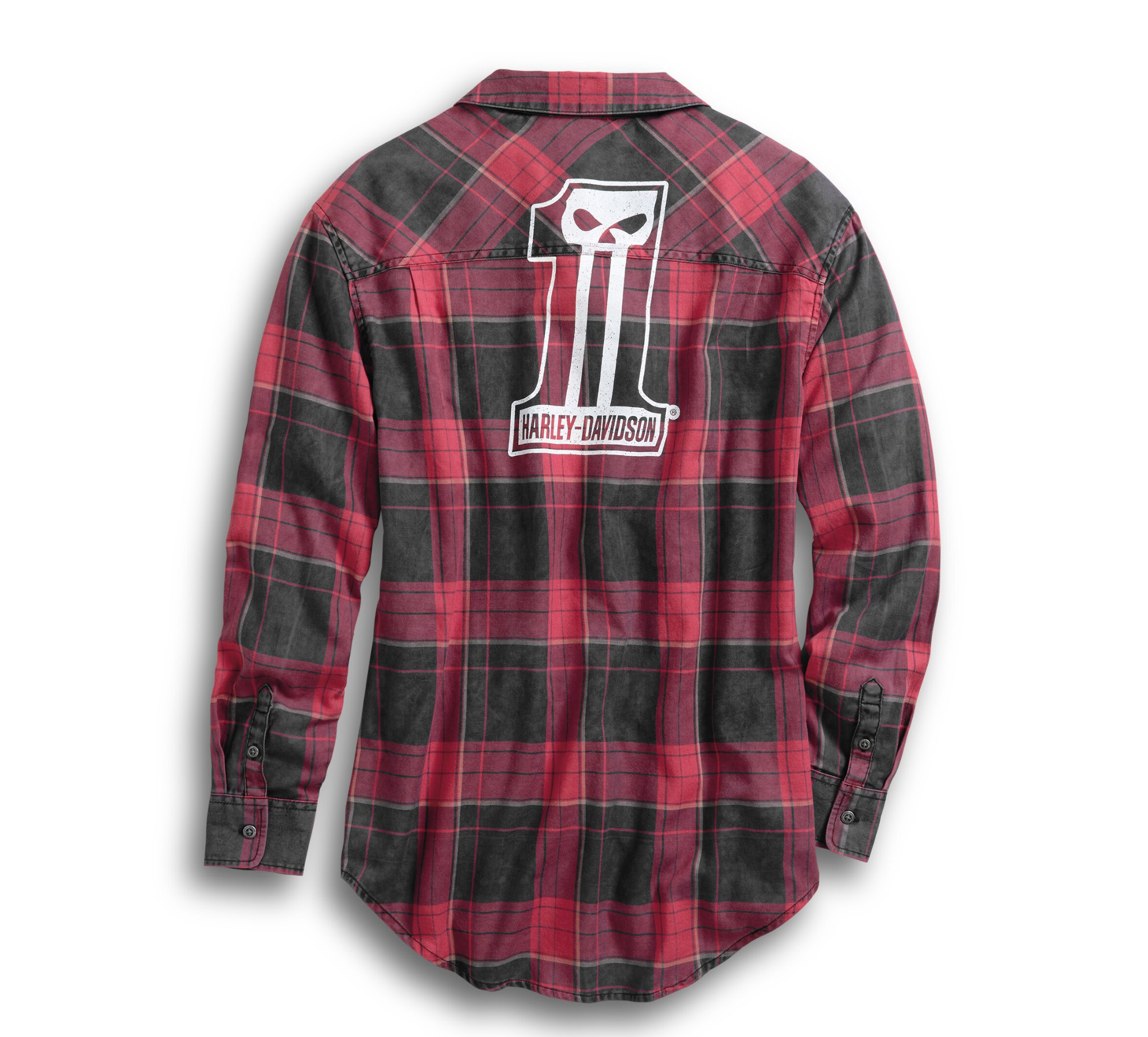 Women's #1 Skull Plaid Shirt