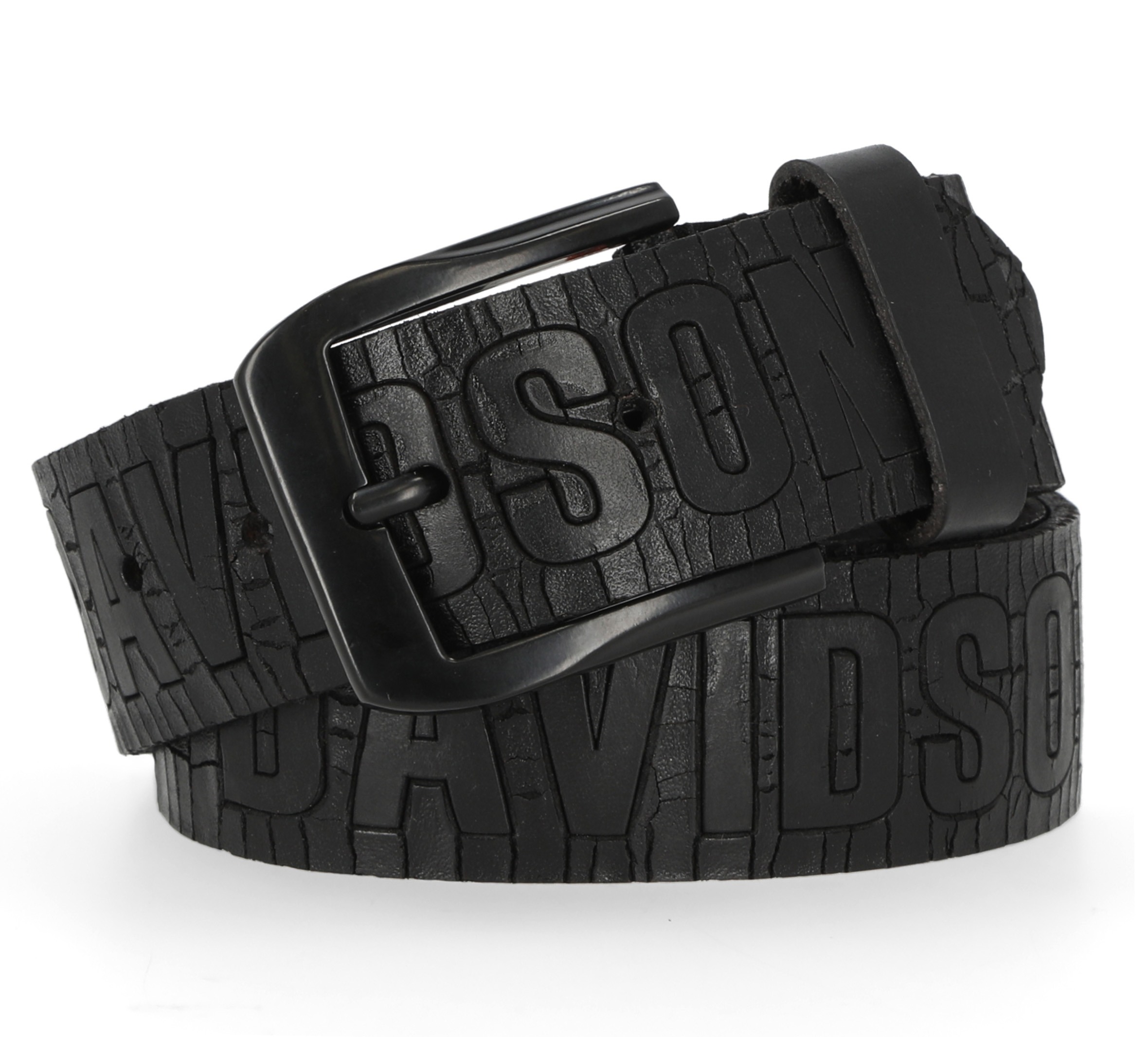 Mens Cracked Earth Raised Harley-Davidson Belt Black