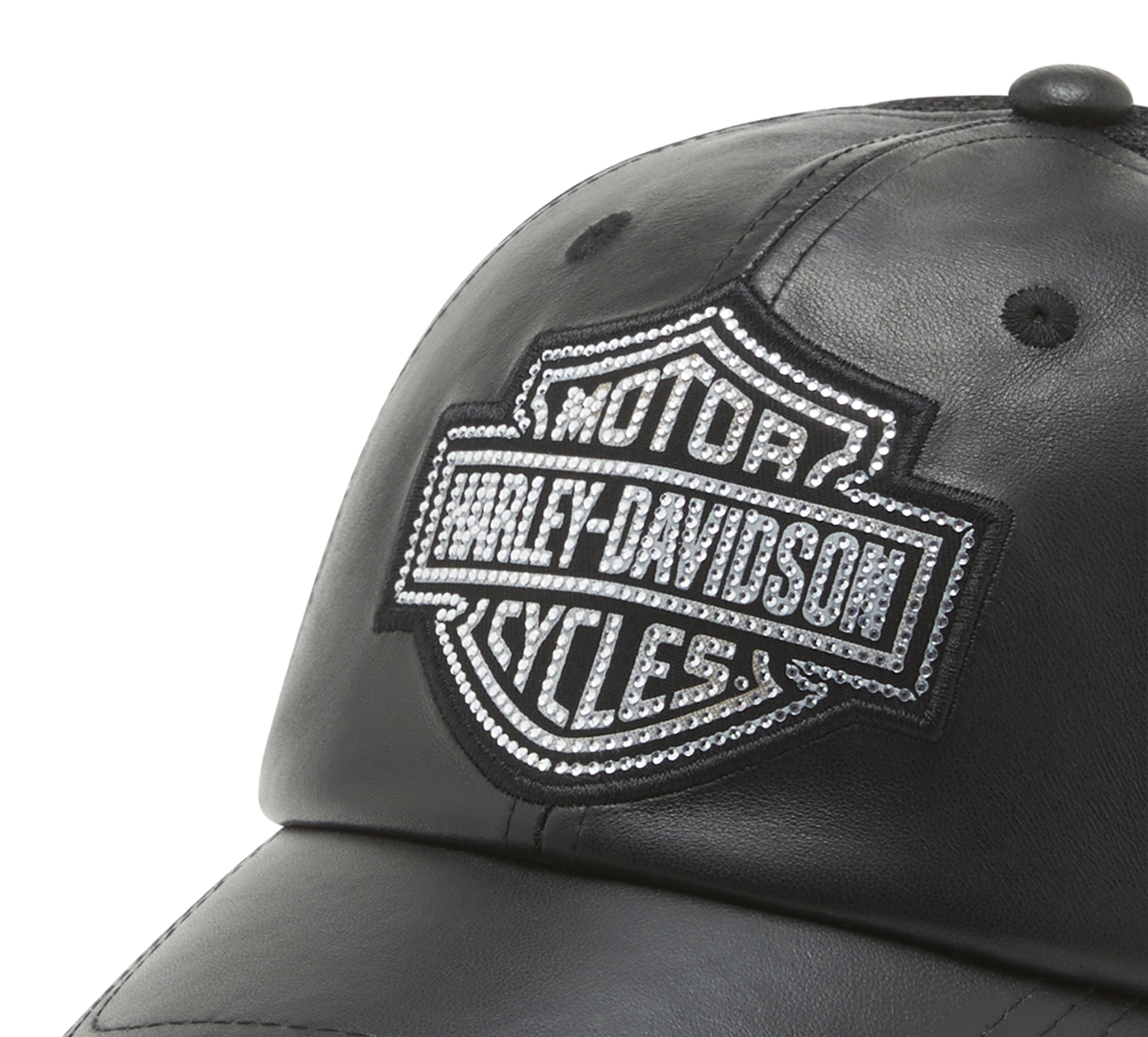 Bling Bar & Shield Leather Trucker Cap