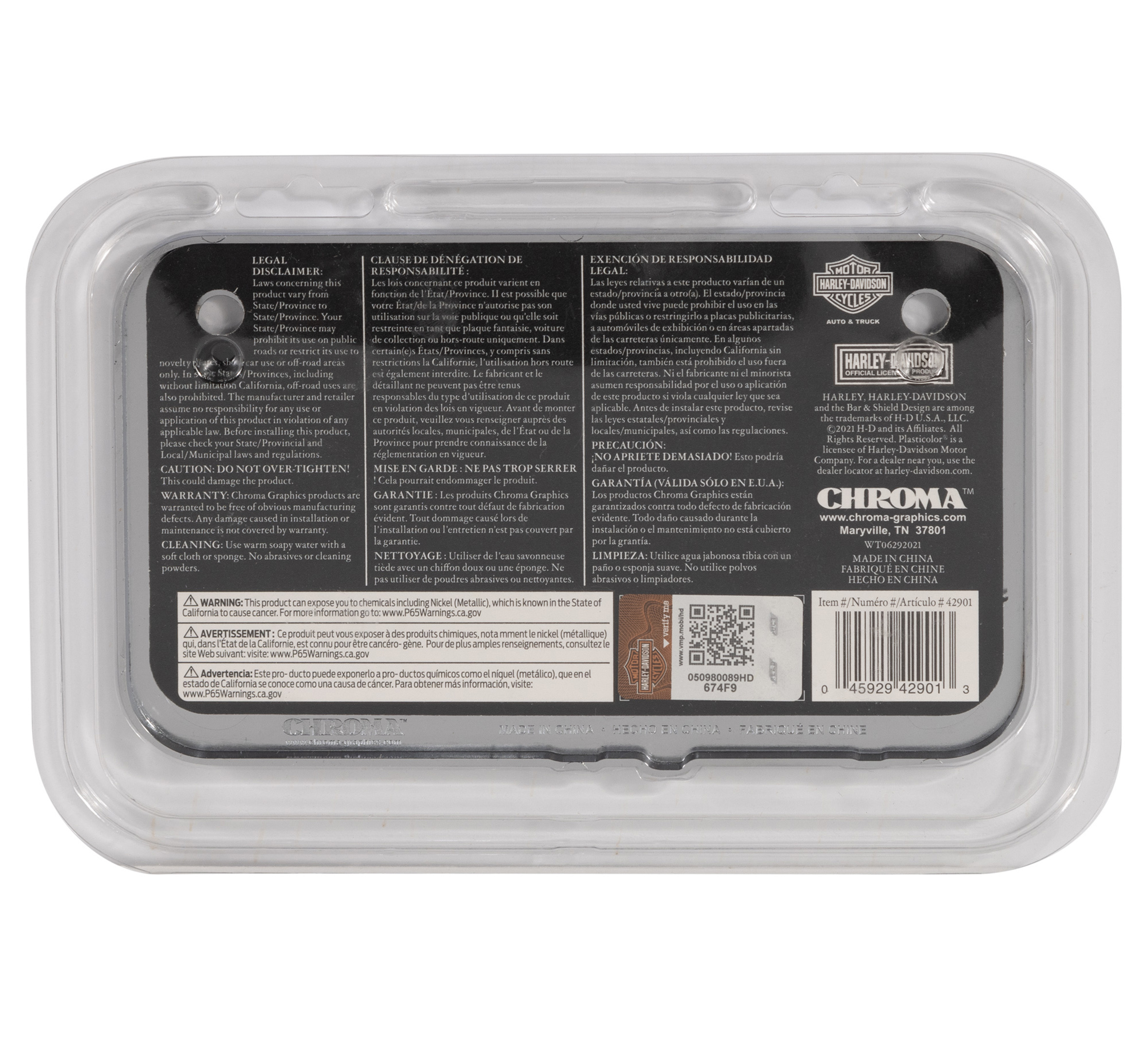 Script Chrome Motorcycle License Frame