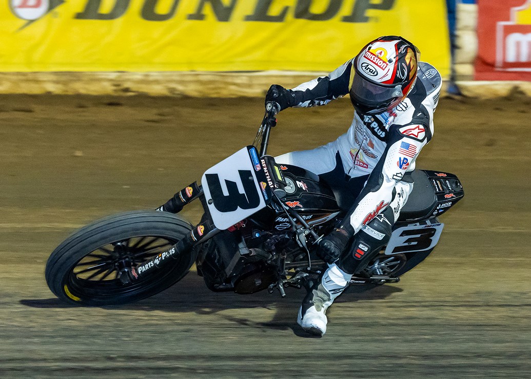 Supertwins race motorcycle making turn