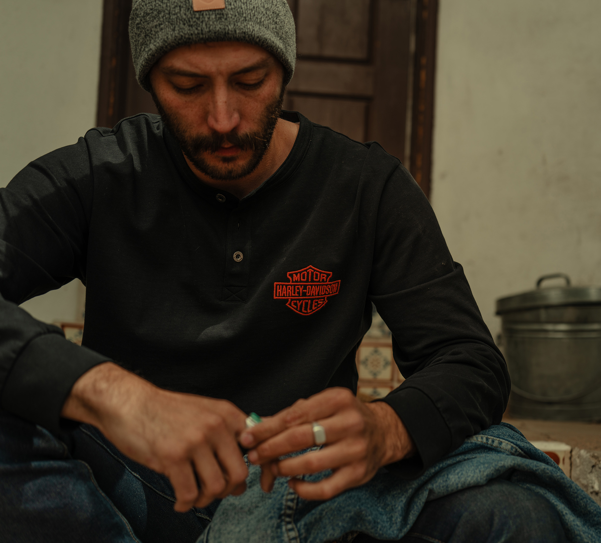 Men's Racer Font Henley