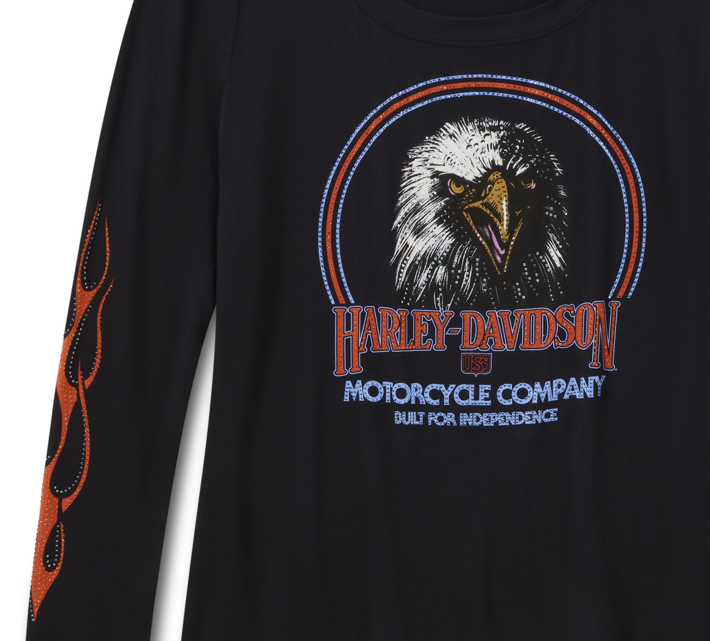 Women's Bling Flaming Iron Eagle Long Sleeve Tee | Harley-Davidson USA