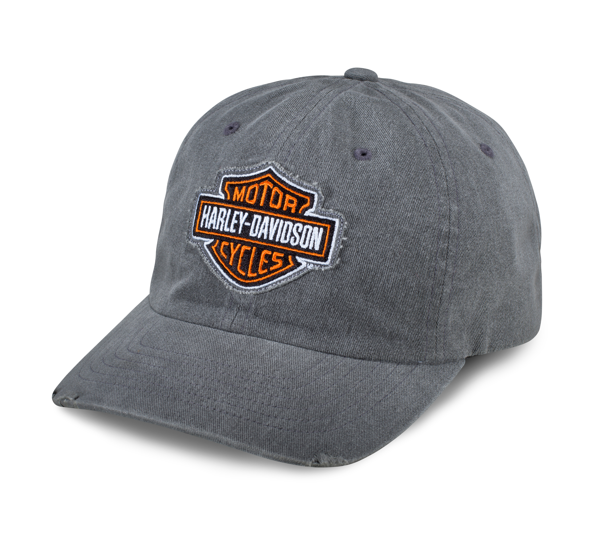 Grey Frayed Logo Adjustable Baseball Hat