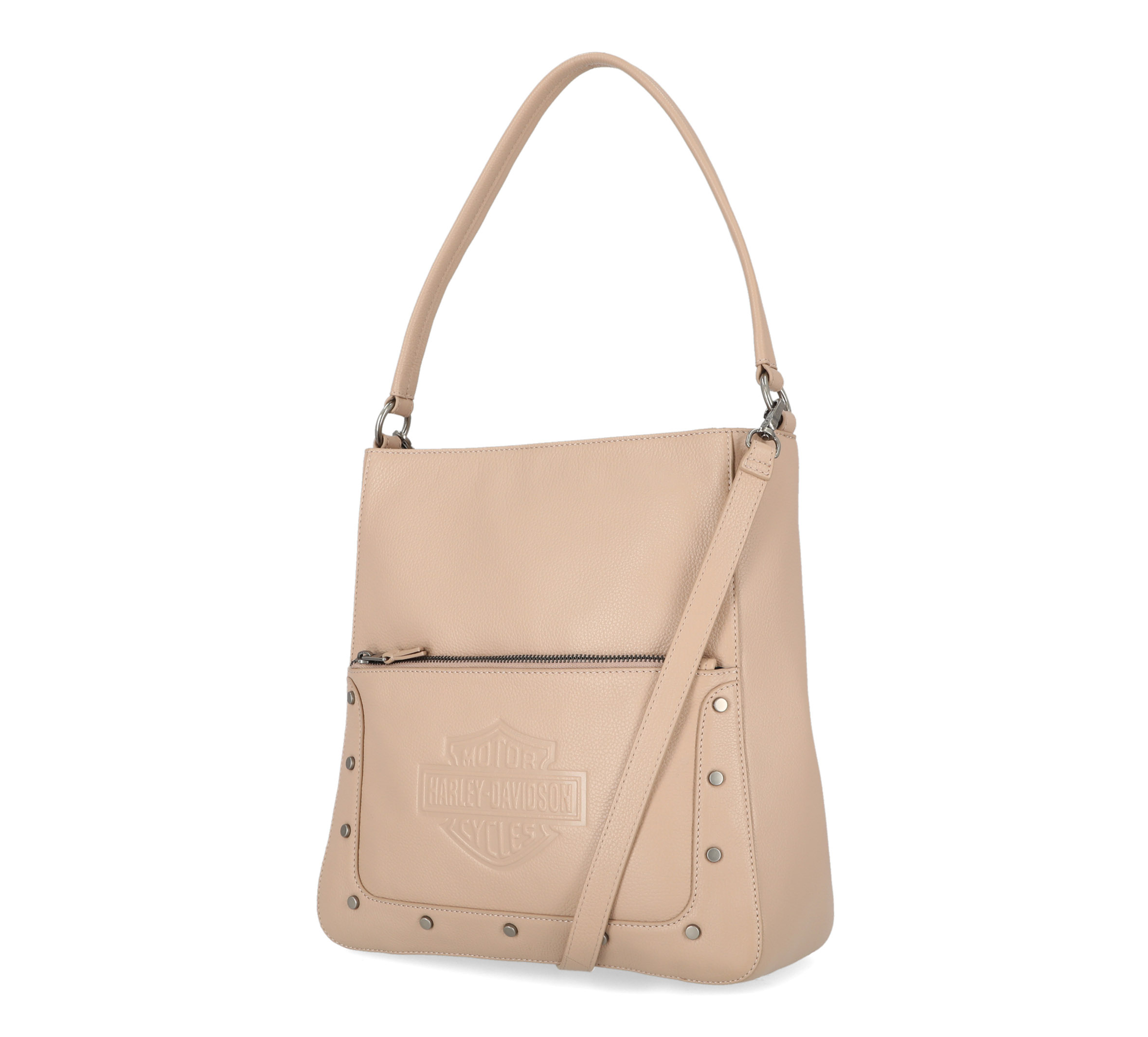 Womens Flat Stud Shopper Hobo Bag