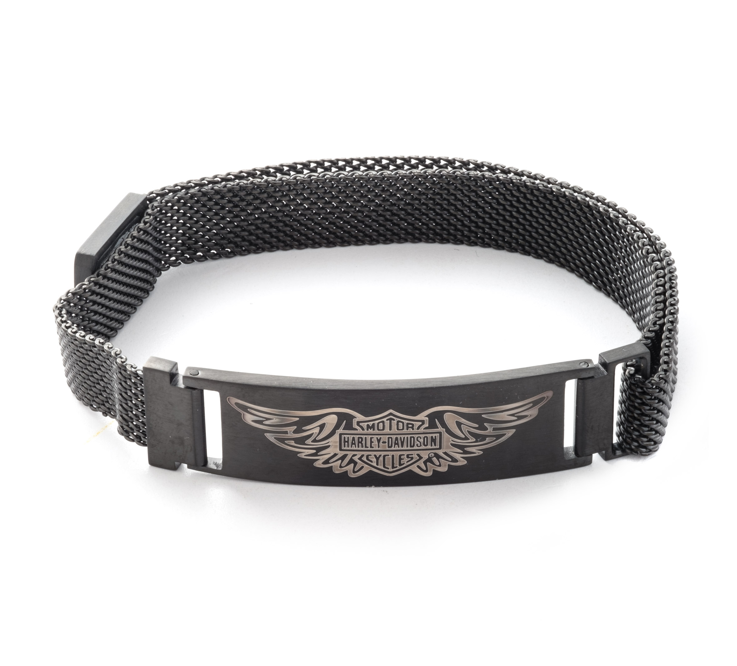 ♦︎Harley-Davidson ロゴ ブレスレット MEN'S ADJUSTABLE MESH WINGED Bar & Shield BRACELET | Harley