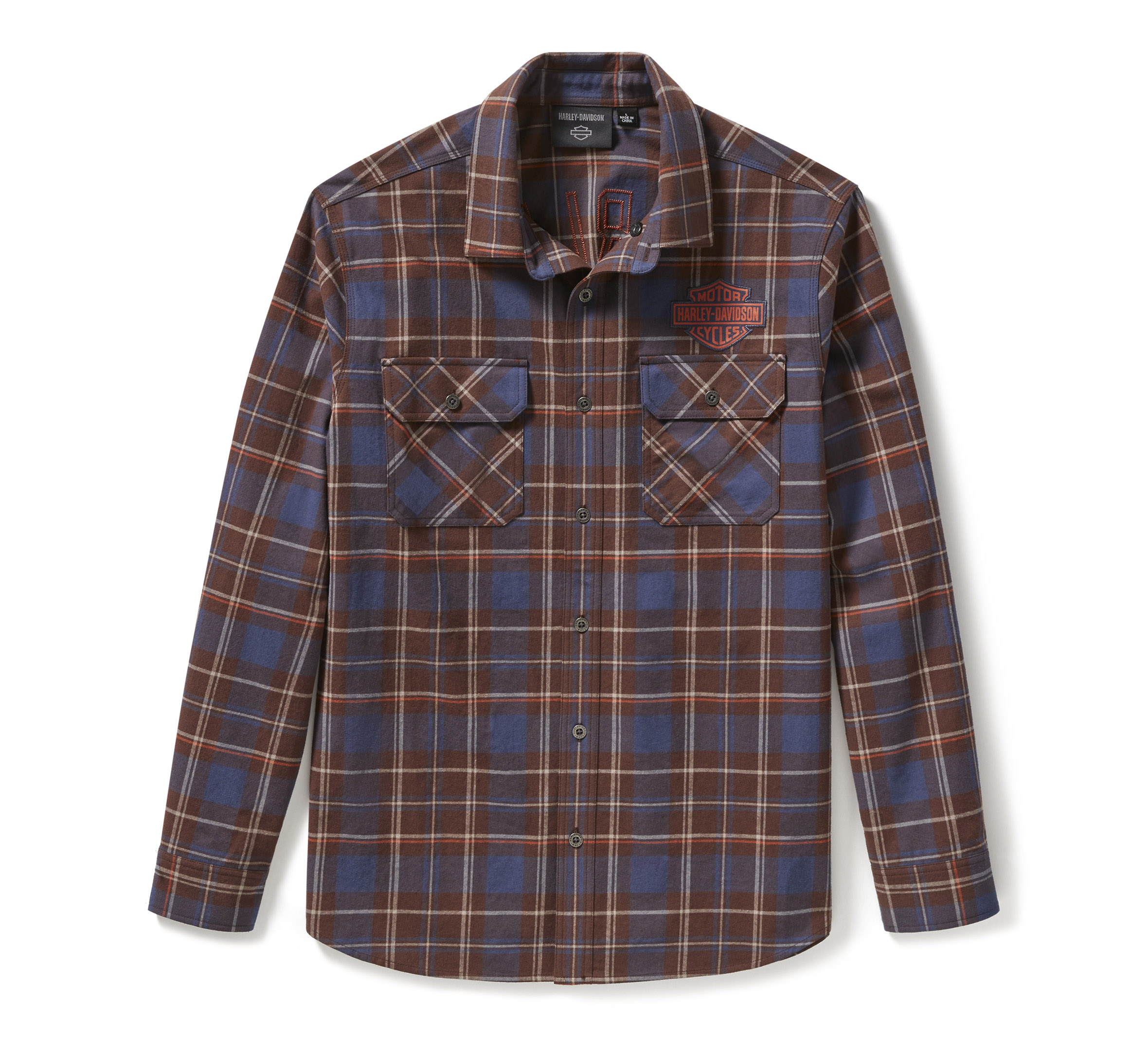 Men's Racer Font Yarn Dyed Plaid Shirt