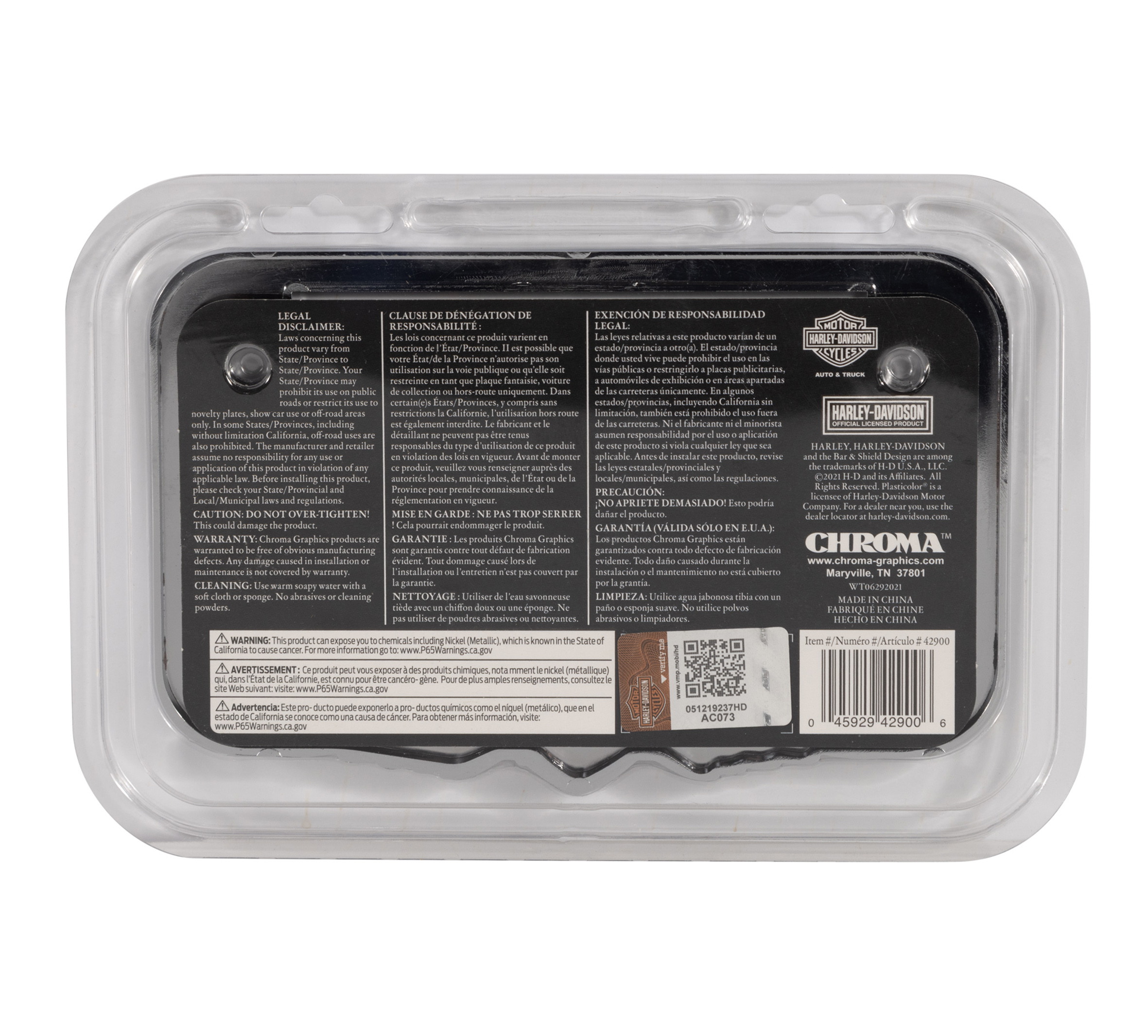 Bar & Shield with Wings Chrome Motorcycle License Frame