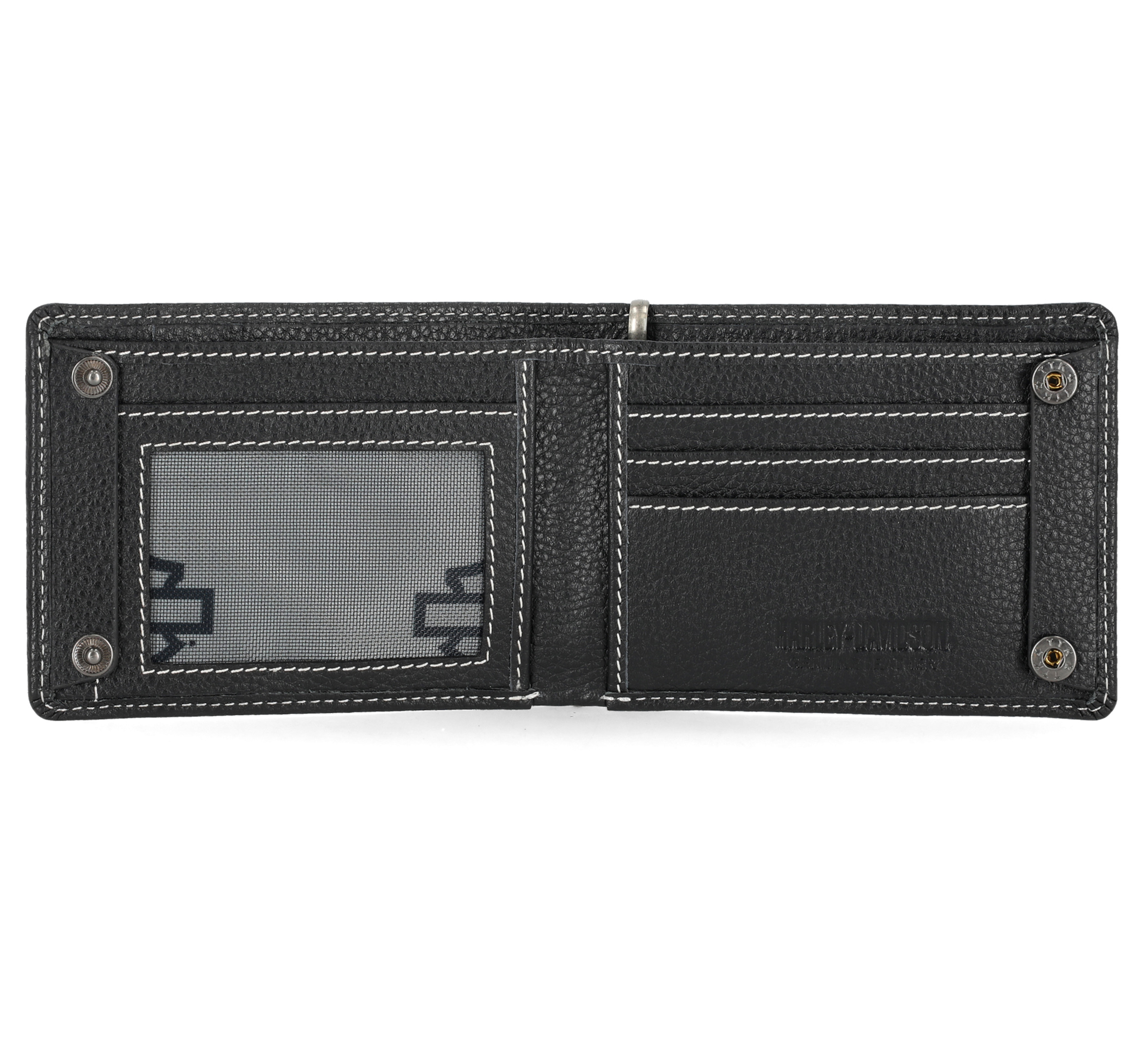 Bar & Shield Embroidered Bifold Wallet with Chain