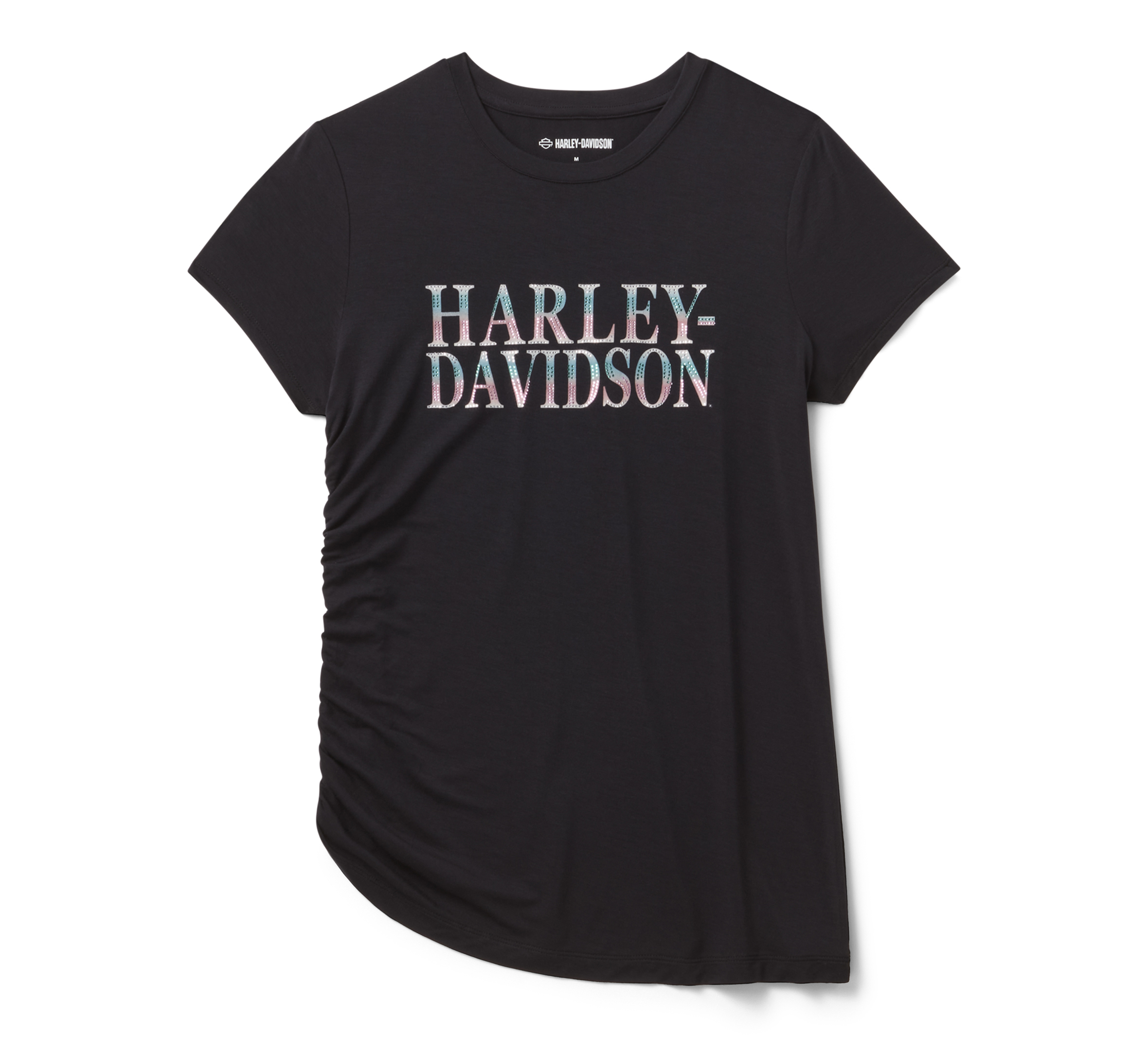 harley davidson womens dress shirts Harley-Davidson Women's Bling Sabotage Short Sleeve Rip & Repair Tunic, Harley Black