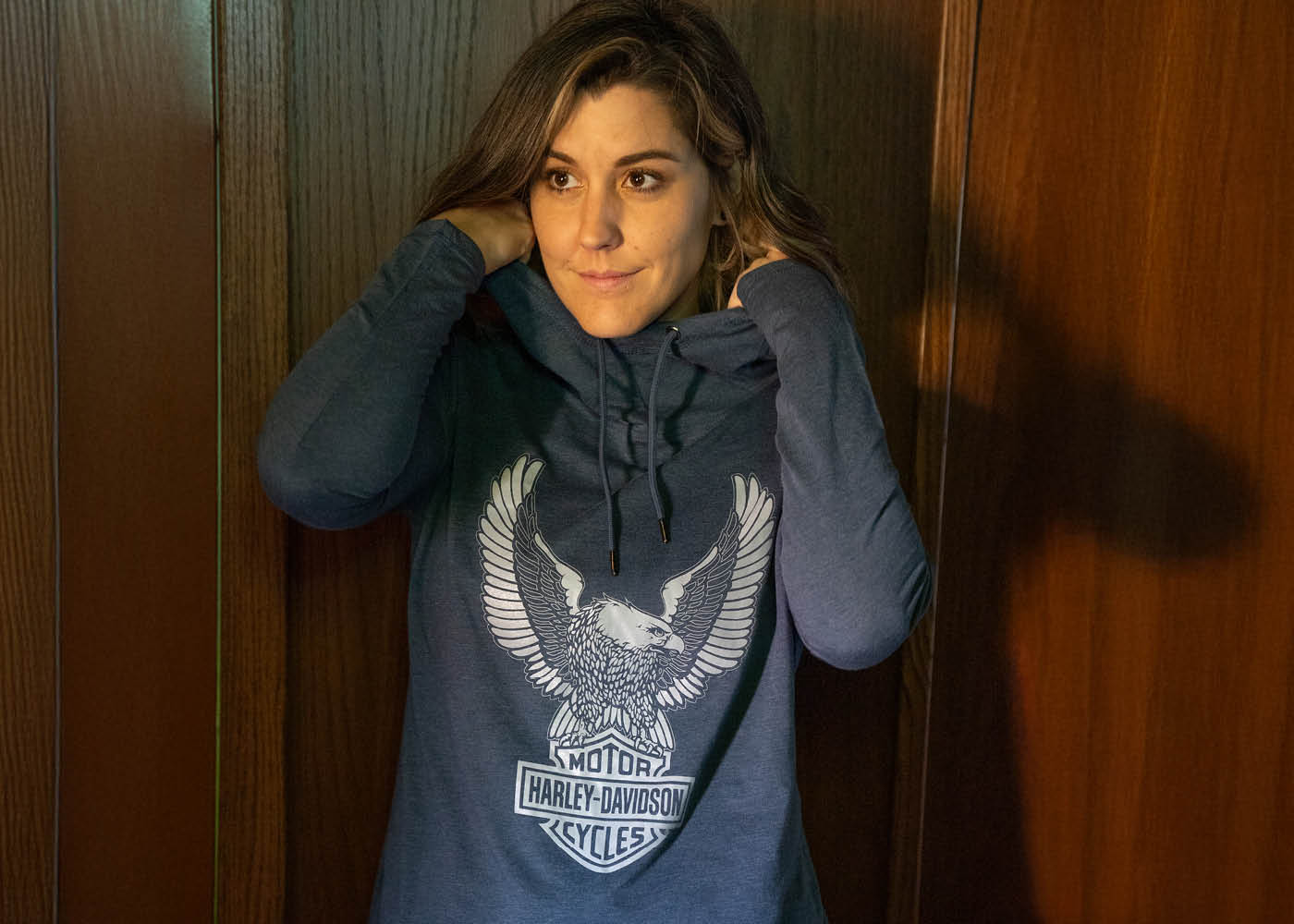 woman wearing a hoodie