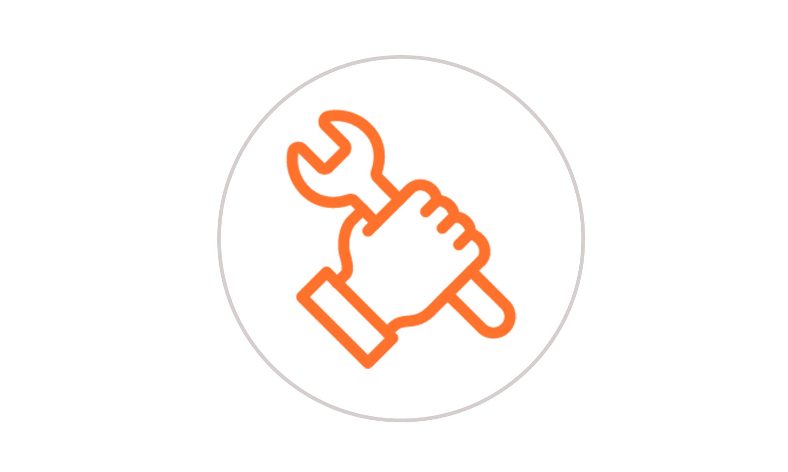 Hand holding a wrench icon