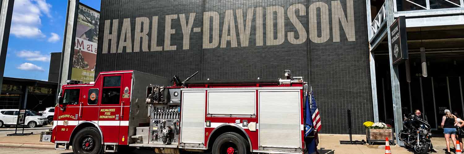 firetruck parked in front of the H-D Museum