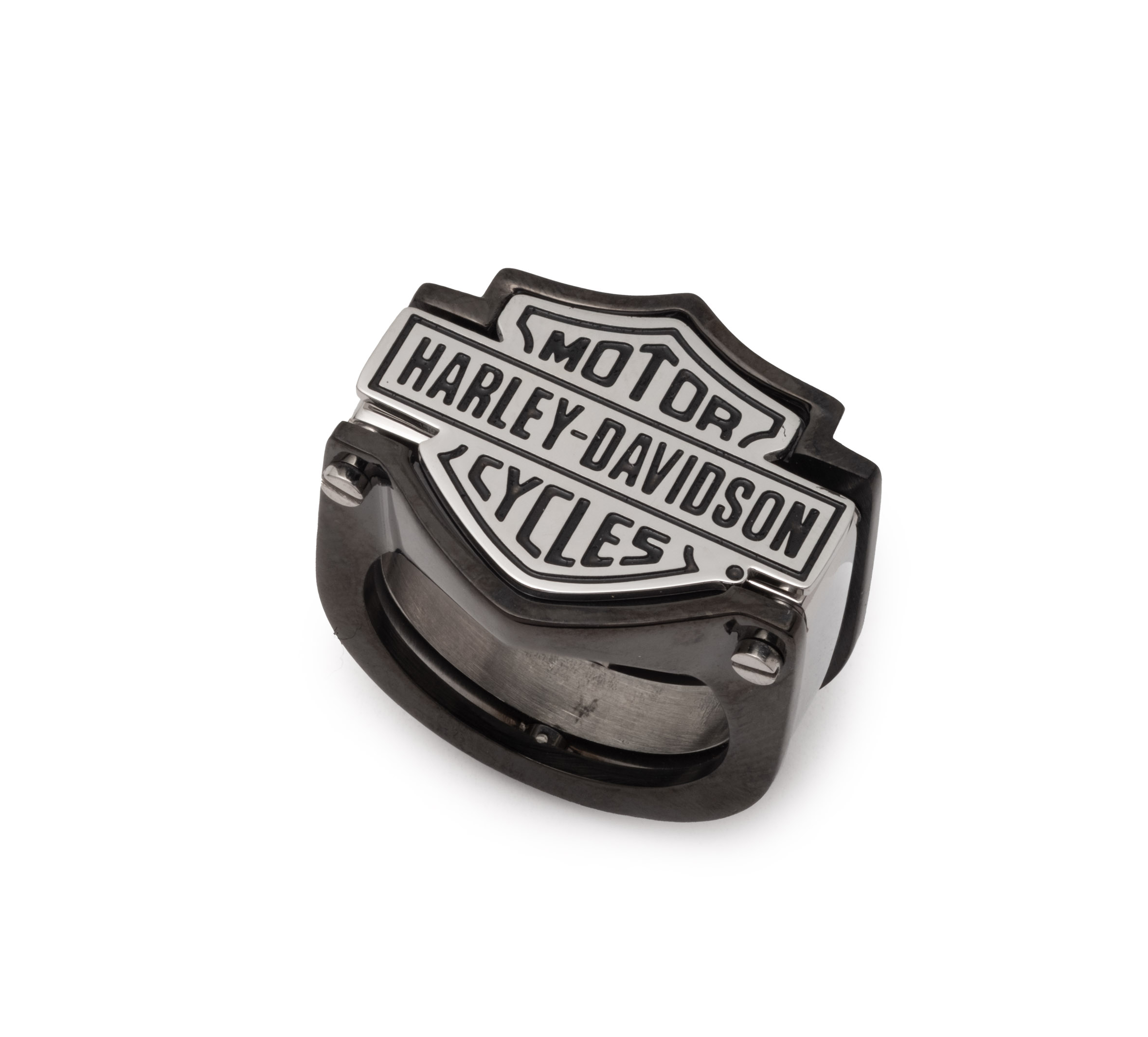 Men's Bar and Shield Two Tone Ring