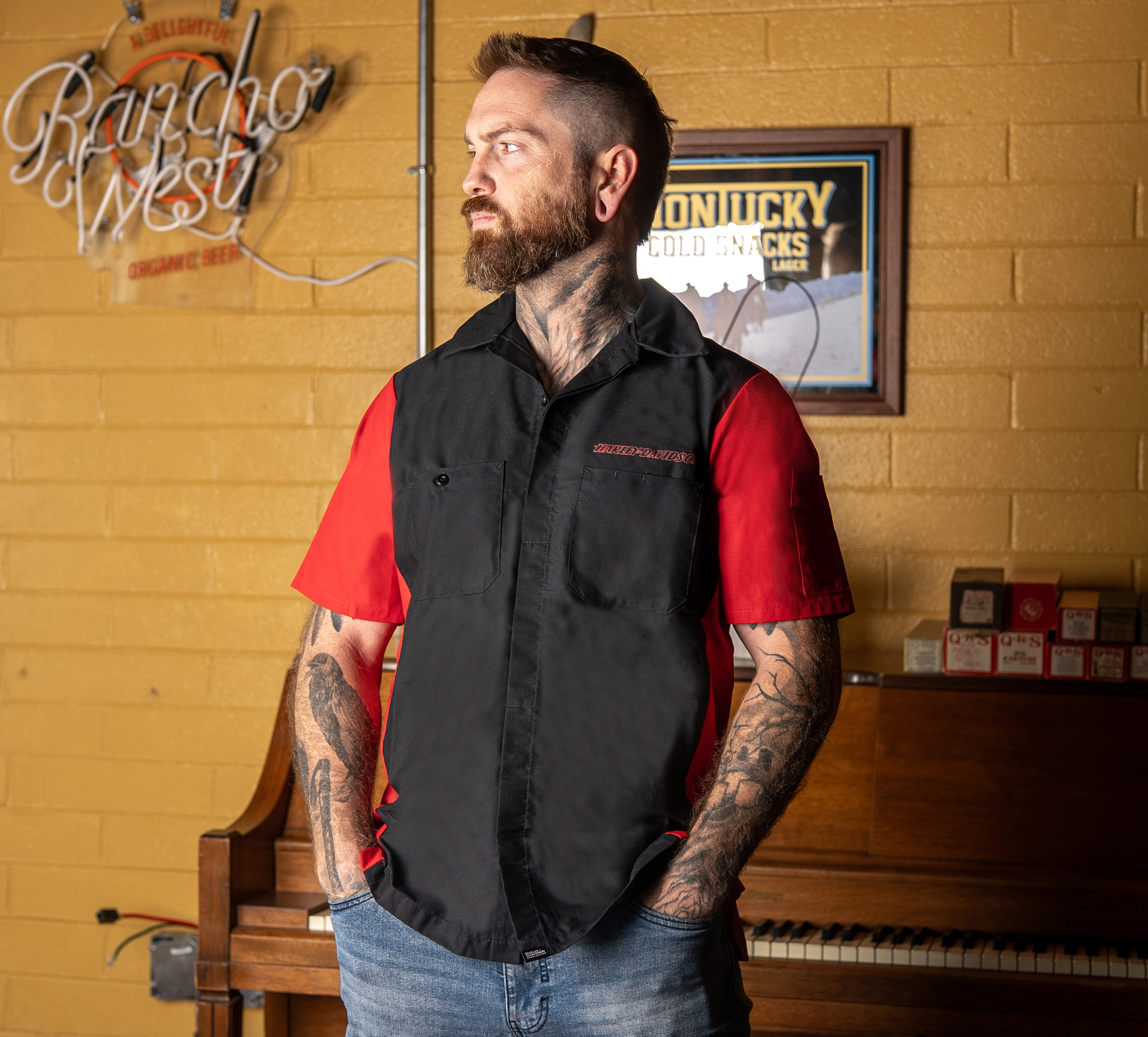 Men's Colorblock Tank Flames Work Shirt