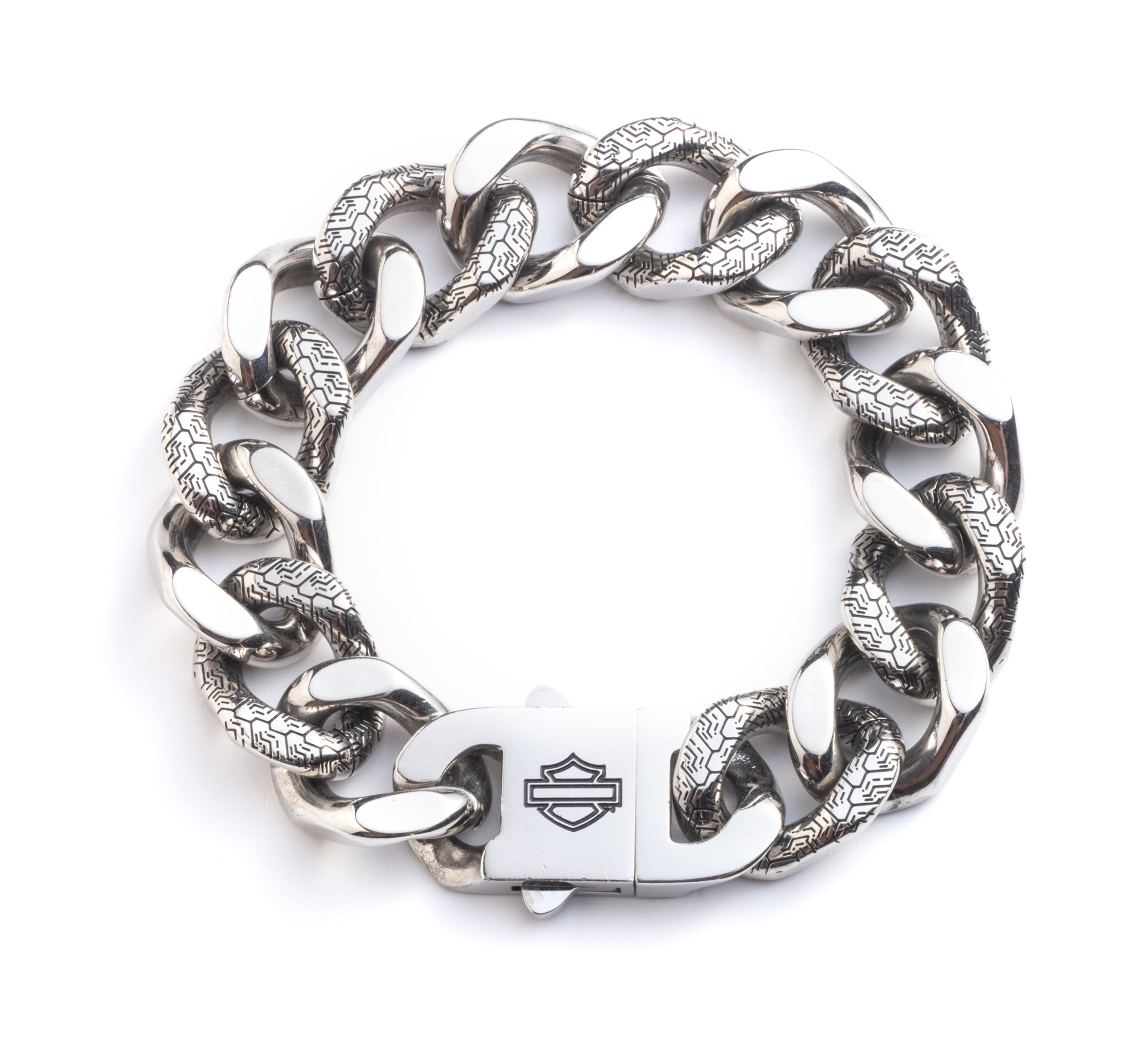 Men's 9" Bar & Shield Tire Track Chain Bracelet