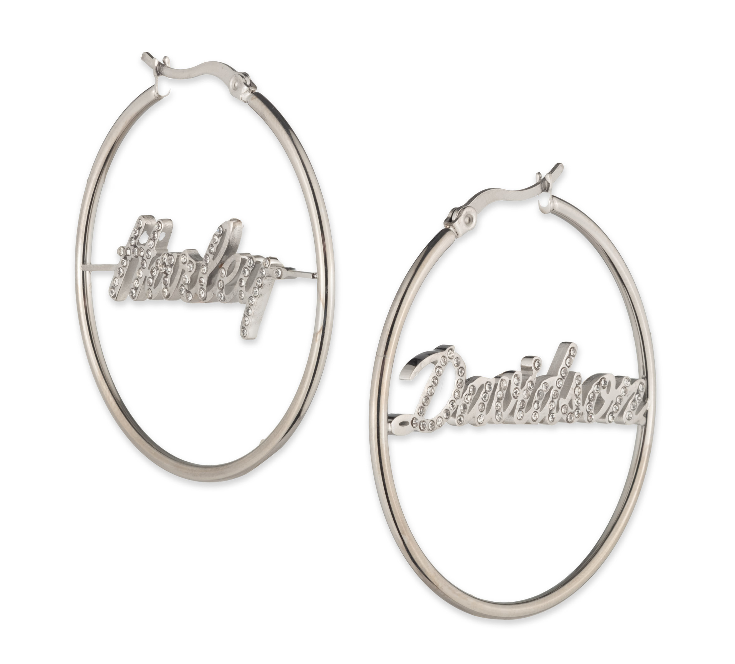Women's Harley-Davidson Bling Script Hoop Earrings