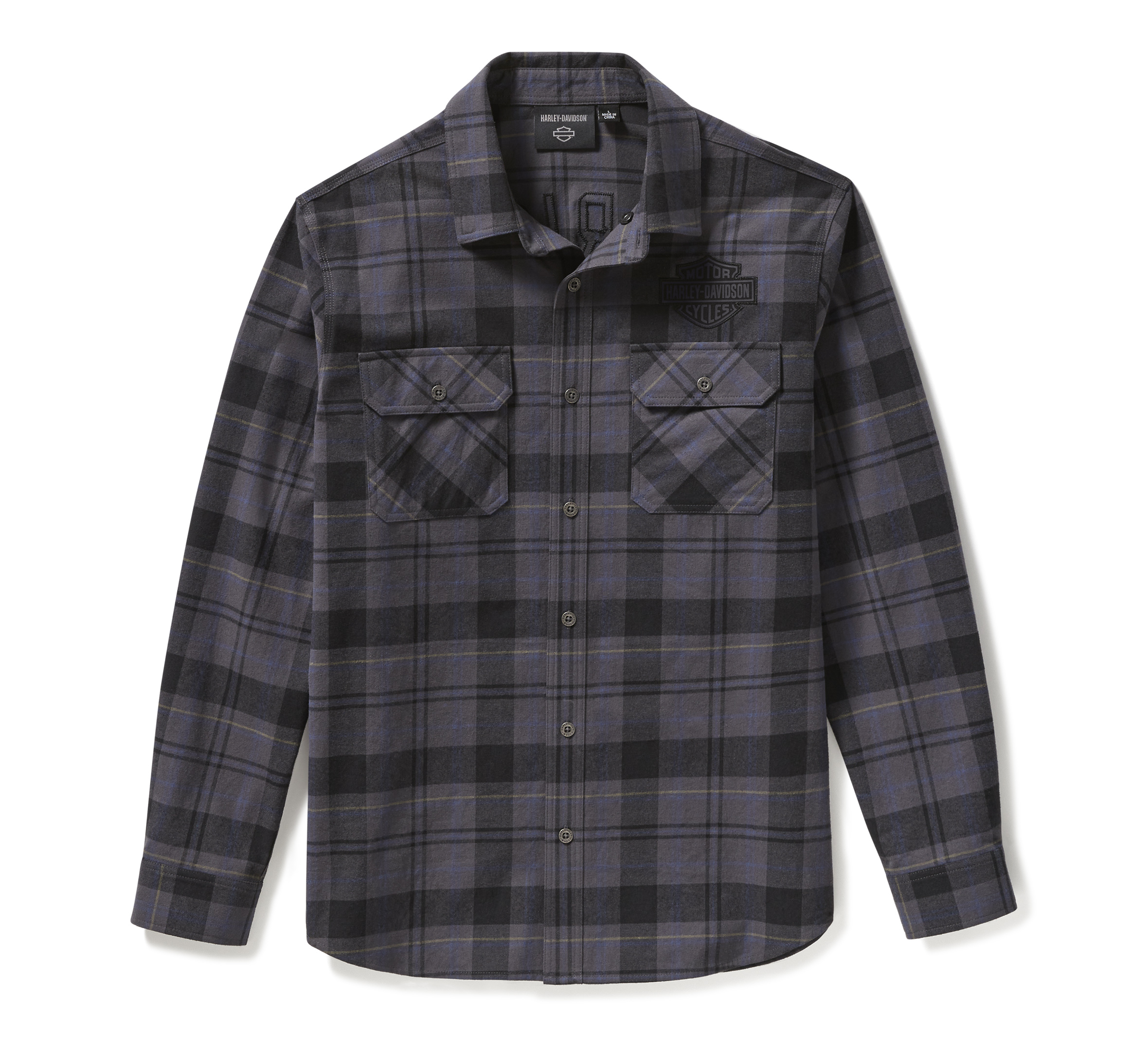 Men's Racer Font Yarn Dyed Plaid Shirt