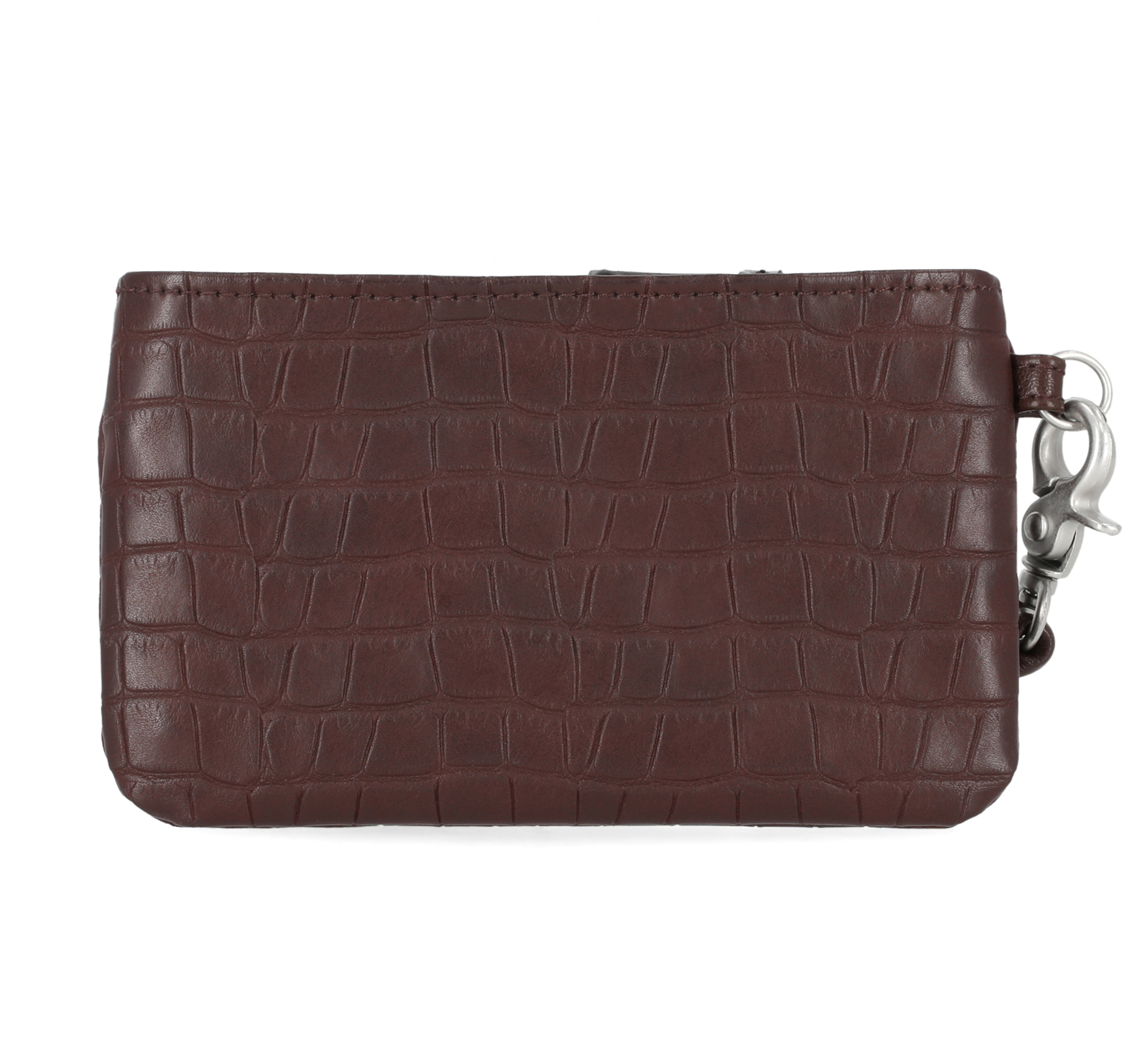 Croco Bar & Shield Coin Case With Wristlet
