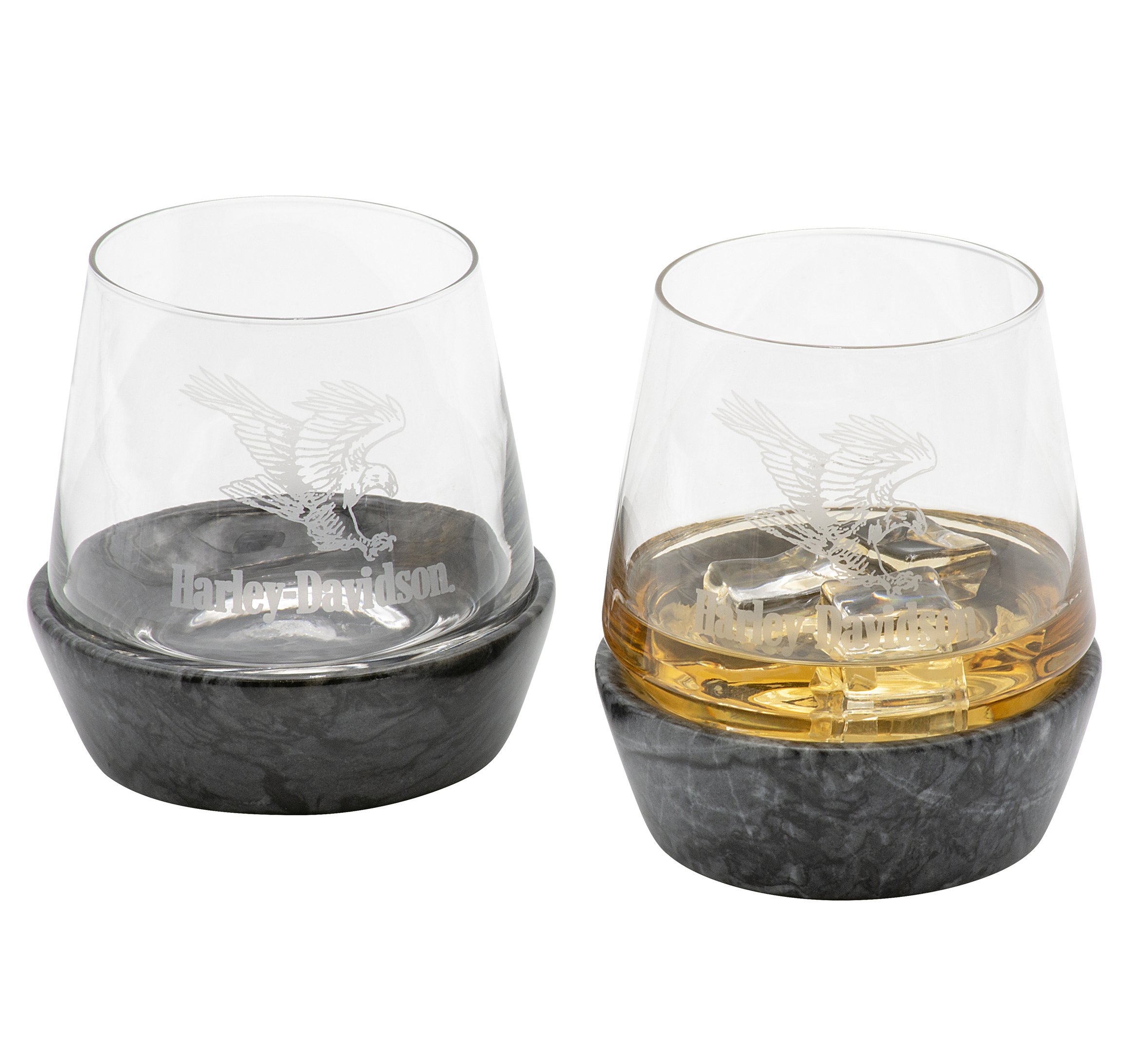 Swooping Eagle Stone Base DOF Glass Set of 2