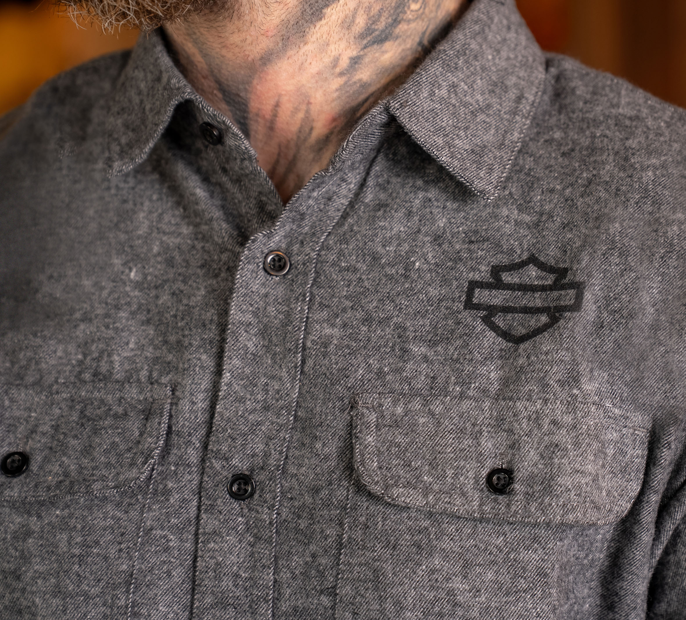 Men's H-D Empty Bar & Shield Button Up