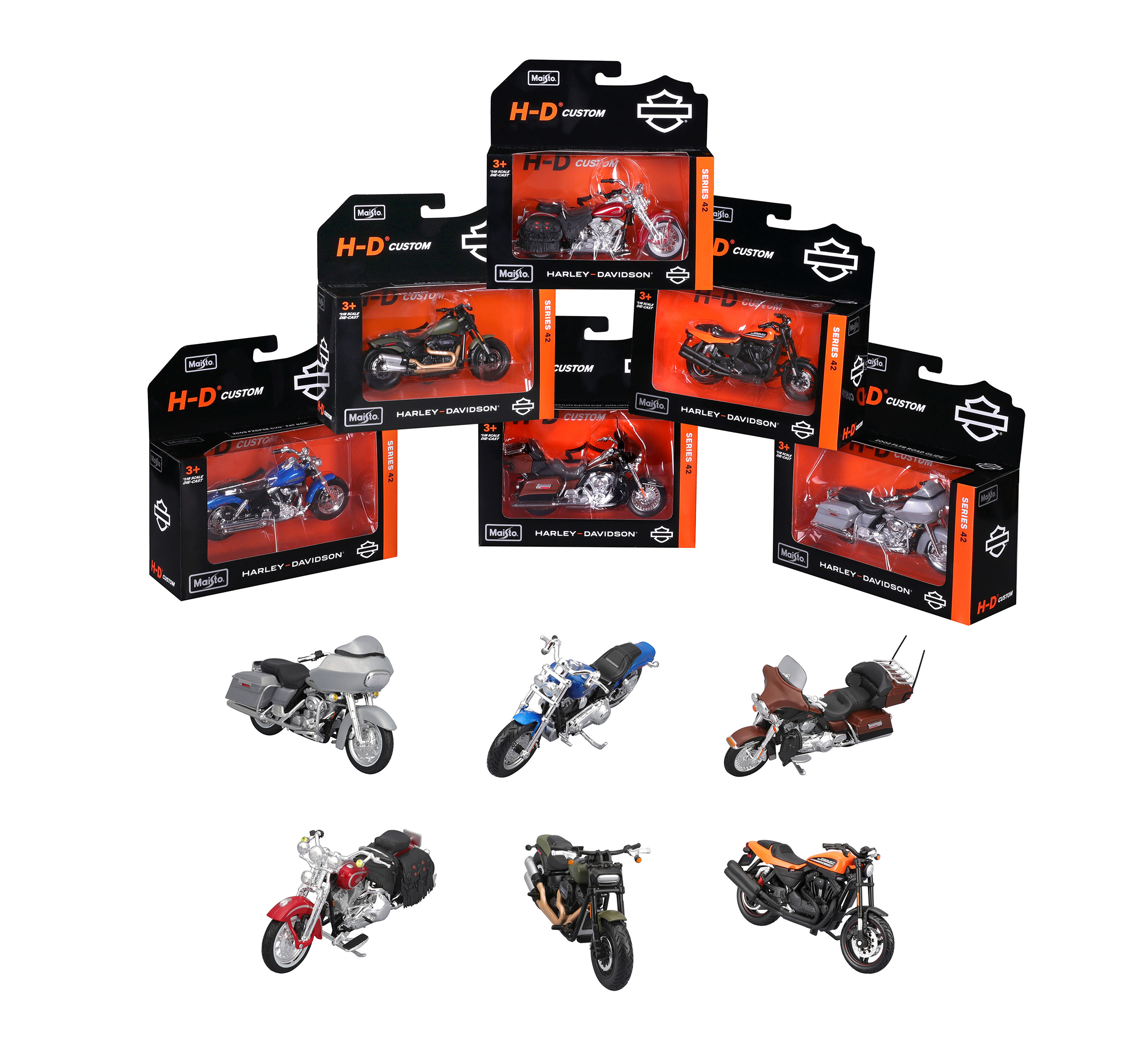 H-D 1:18 Scale Diecast Motorcycle Series 42 Set