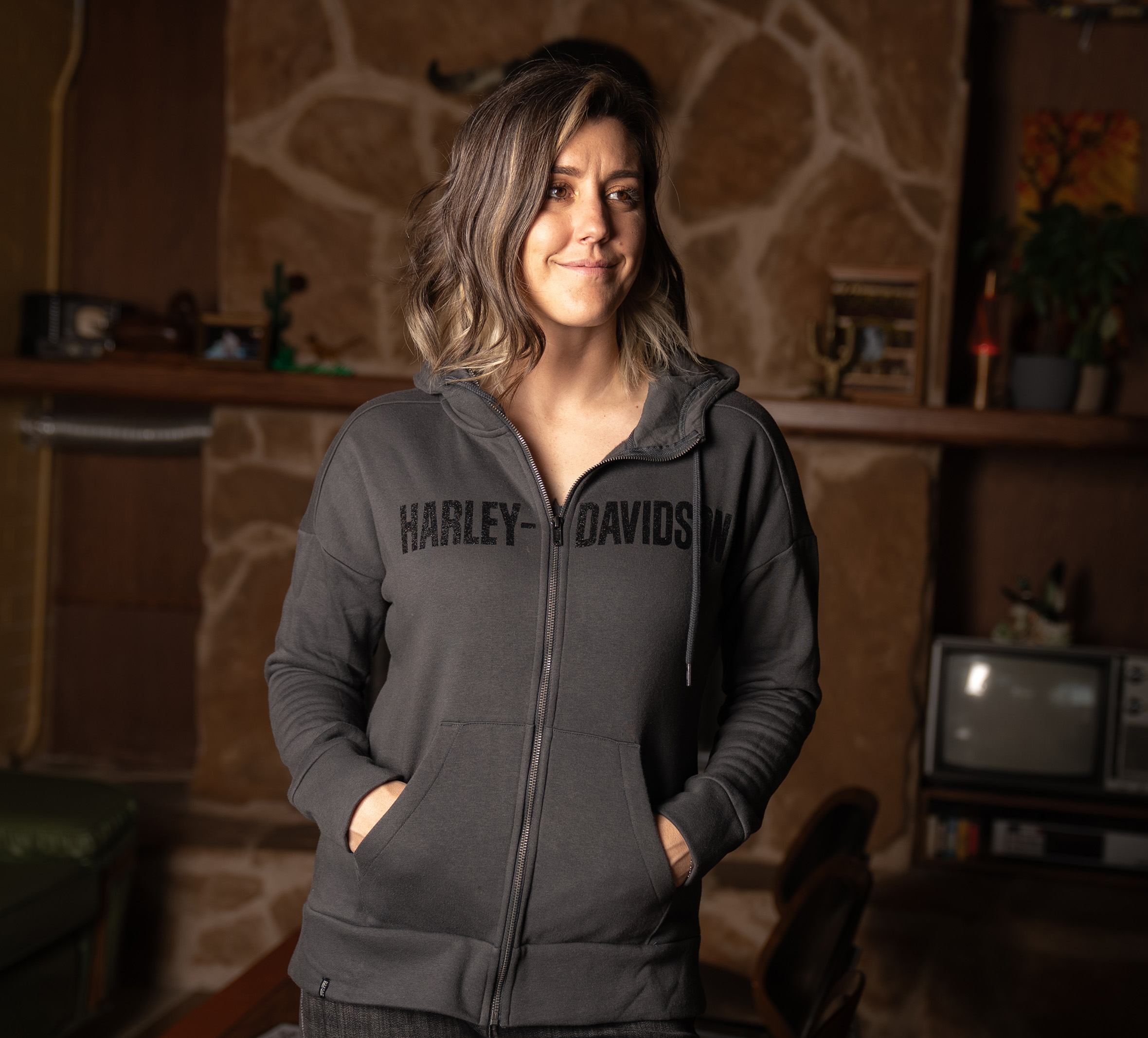 Women's H-D Sleek Print Midweight Full Zip Hoodie